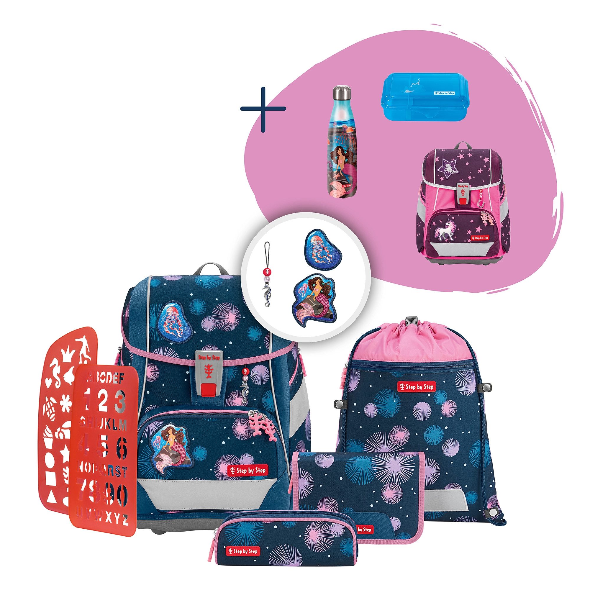 Step by Step Schulranzen 2IN1 PLUS „Mermaid Delia“, 9-tlg.
