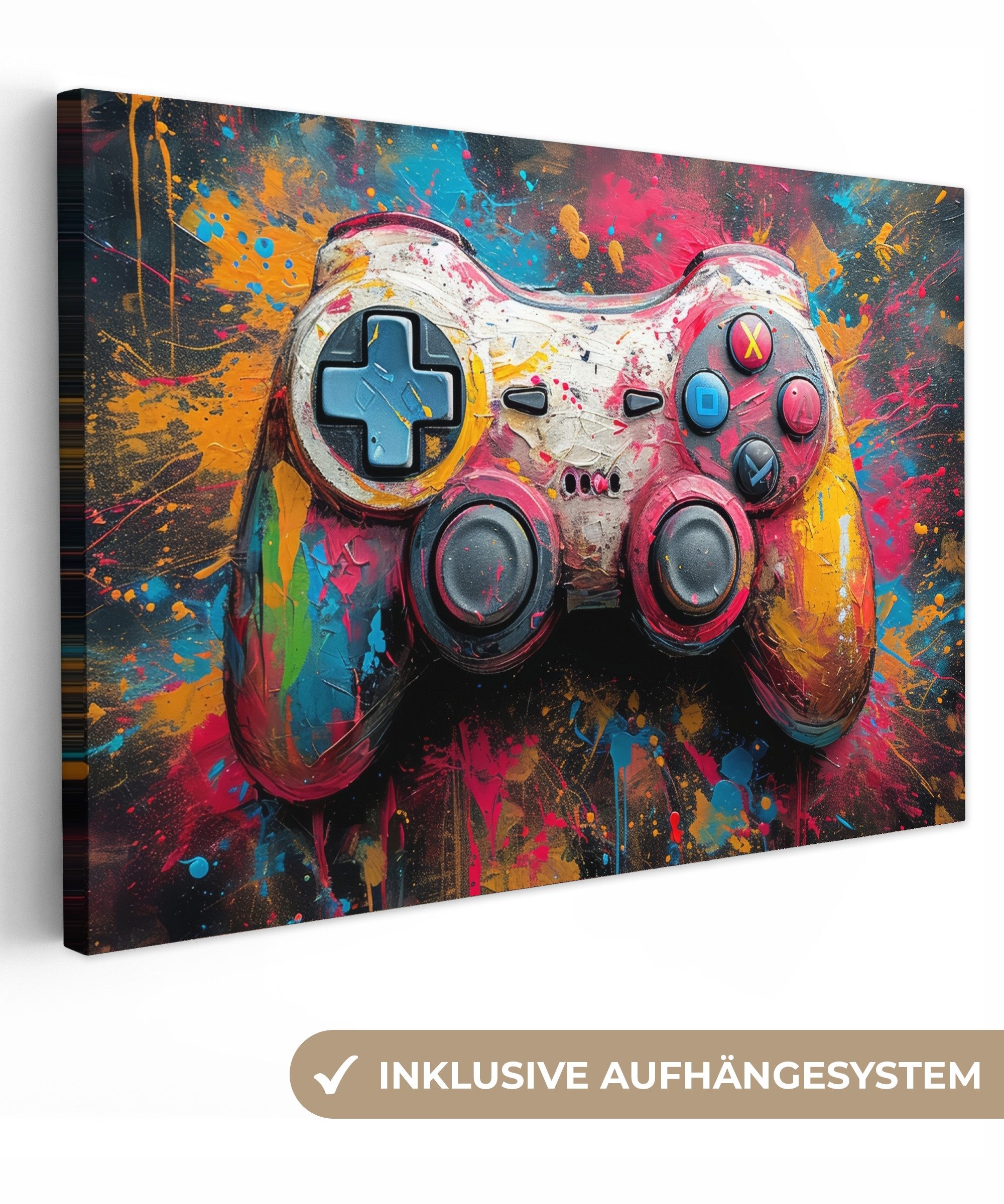 OneMillionCanvasses® Leinwandbild Graffiti - Spiele - Controller - Farbe, F günstig online kaufen