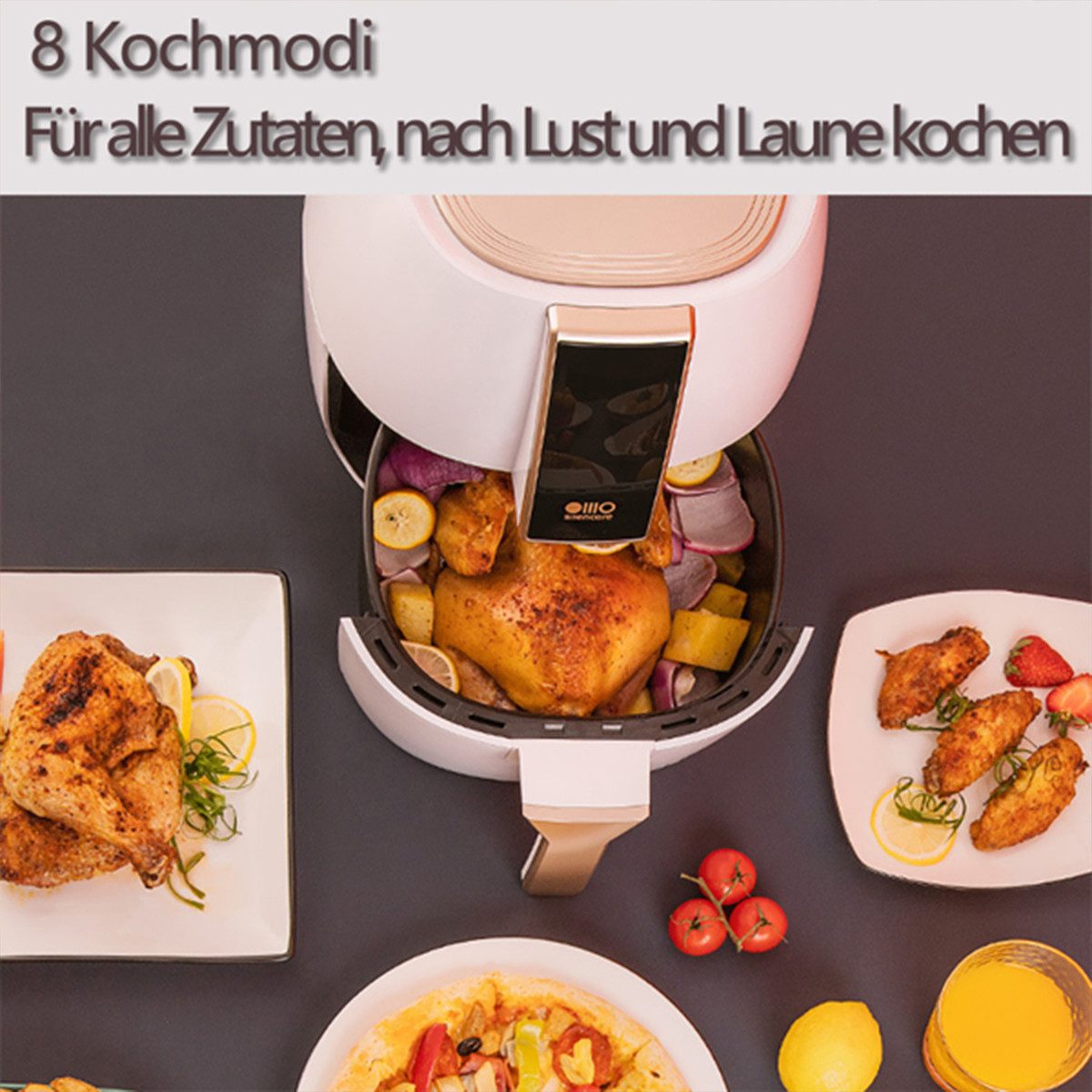 autolock Heißluftfritteuse, Luftfritteuse Multifunktions Heißluftfritteuse 1400W 4L