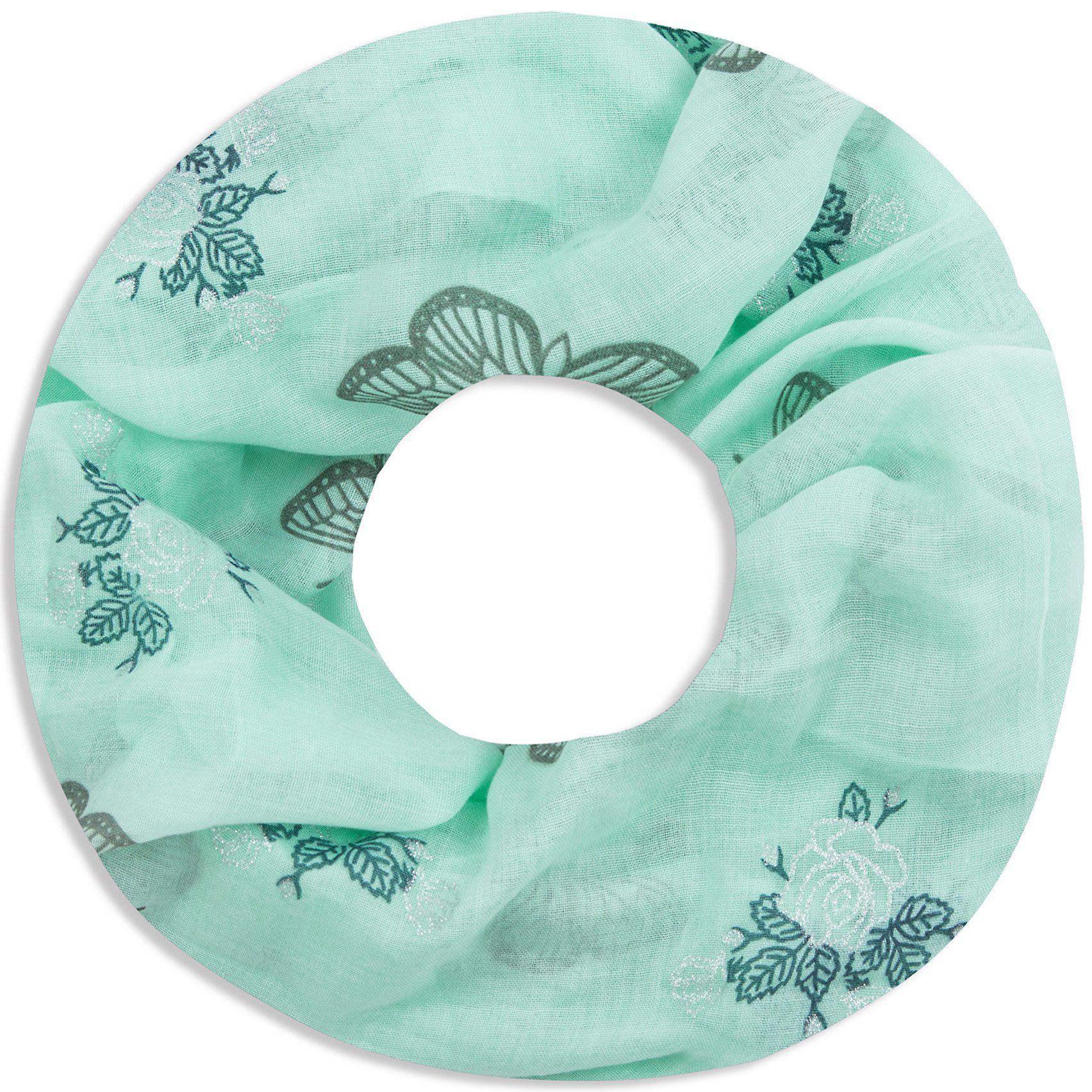 Faera Loop, Damen Schal Schmetterling und Rosen weich und leicht Loop Runds günstig online kaufen