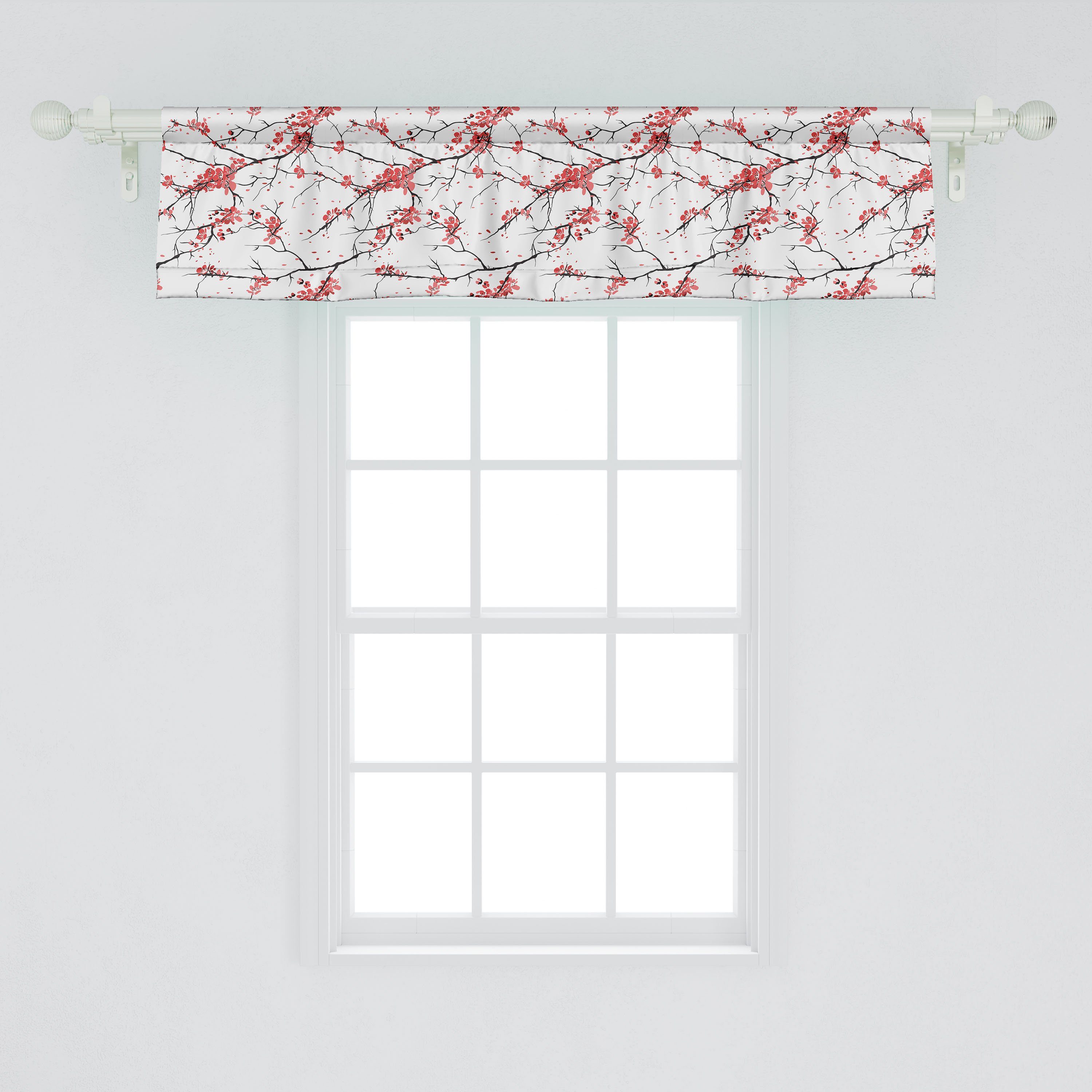 Scheibengardine Vorhang Volant für Küche Wetter Microfaser, Blume Windy April Abakuhaus, Dekor Stangentasche, mit Schlafzimmer