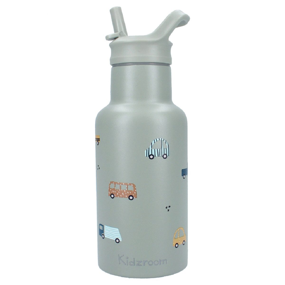 Trinkflasche Wasserflasche 350 ml für Kinder aus Edelstahl mit Strohhalm