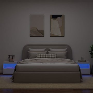 vidaXL Nachttisch Nachttische mit LED-Leuchten 2 Stk Weiß 50x40x45 cm