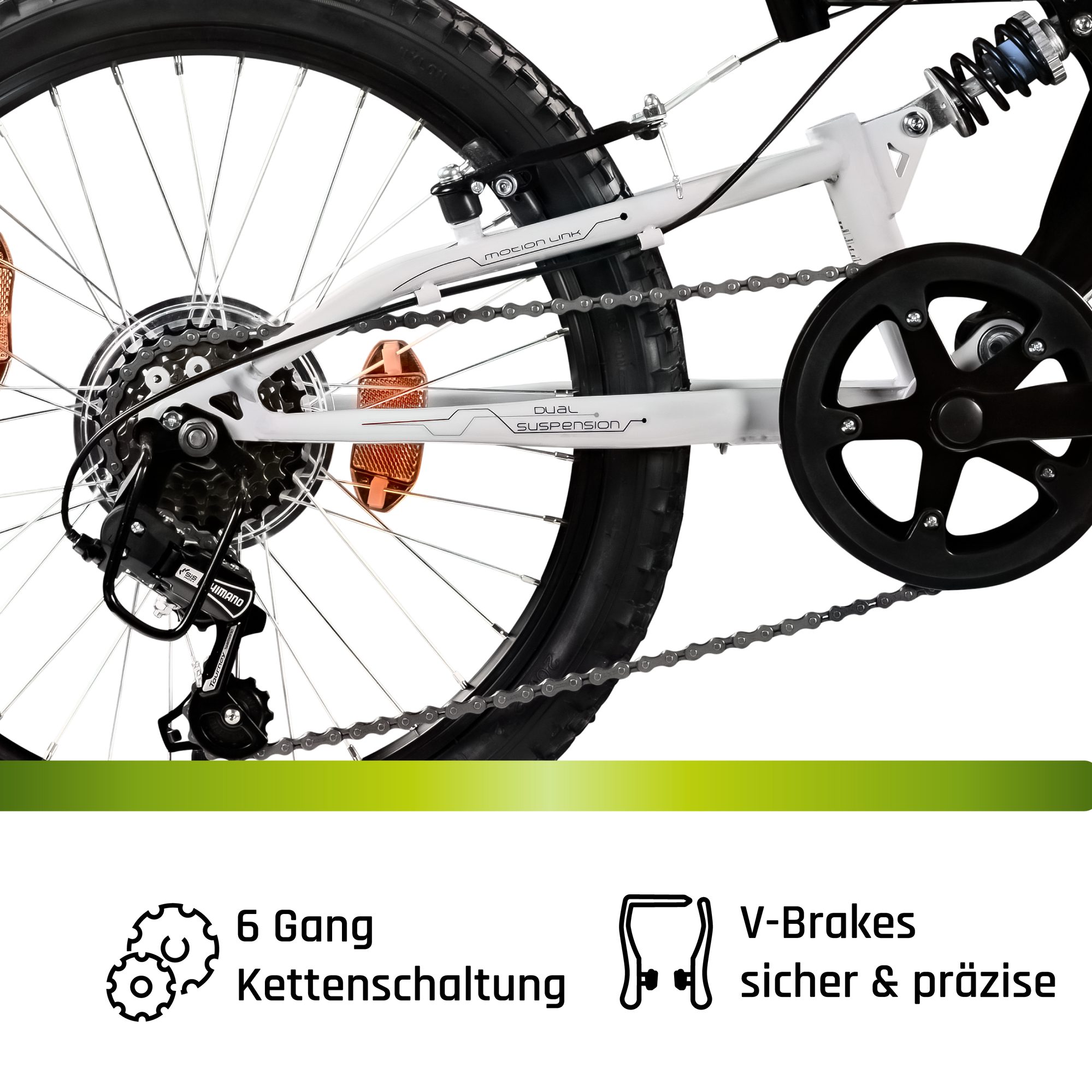 Galano Mountainbike FS180, 6 Gang, Kettenschaltung, 20 Zoll Kinderfahrrad ab 6 Jahre 120-135 cm für Mädchen und Jungen – Bild 5 von 5
