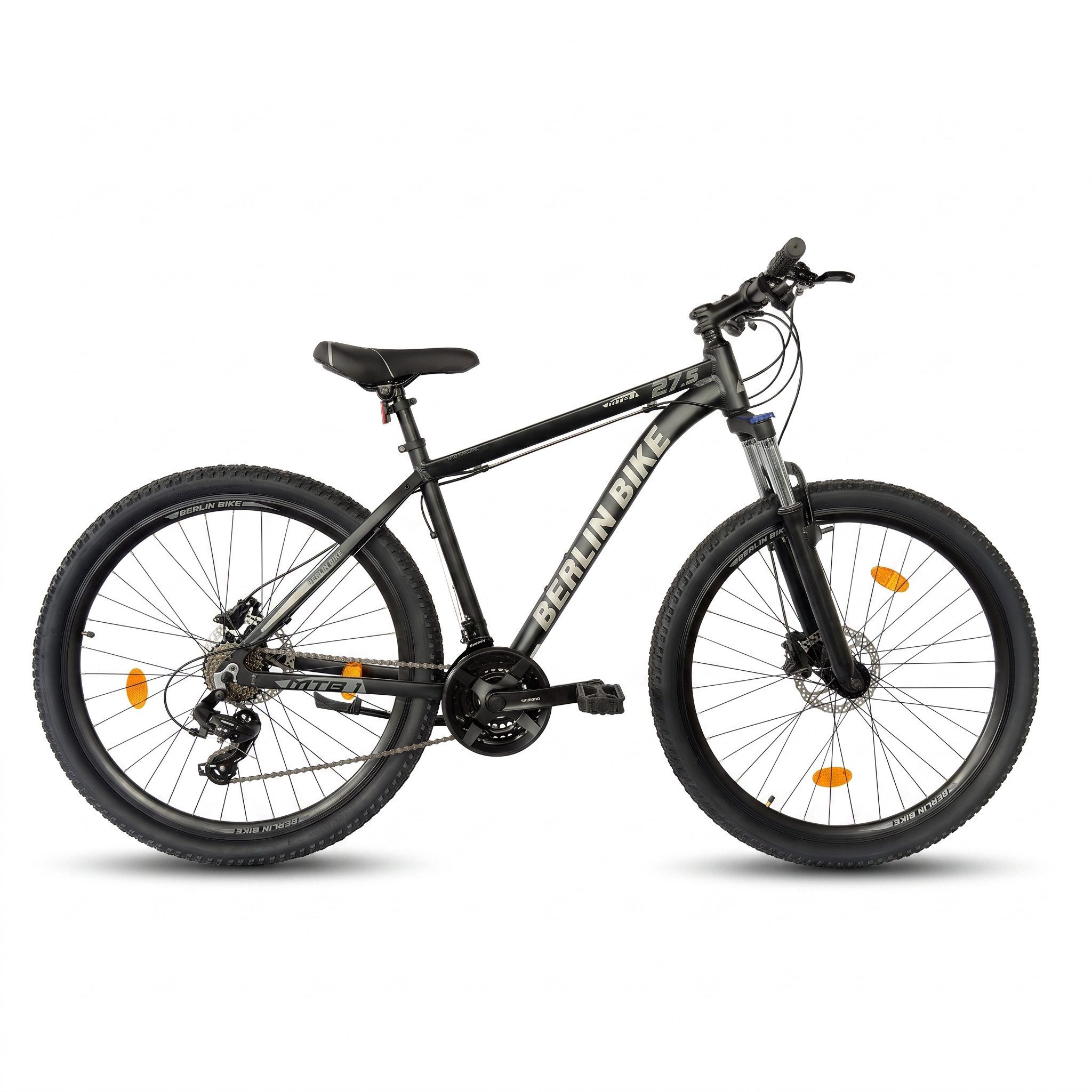 BERLIN BIKE Mountainbike MTB1 Serien-Komplettset 26/27,5/29 Zoll mit Shimano-Ausstattung, 21 Gang Shimano FD-TZ500/RD-TY300D Schaltwerk, Kettenschaltung, (Shimano Kurbel, Dacron Hydraulische Scheibenbremsen, Aluminiumrahmen), mit hydraulischen Scheibenbremsen