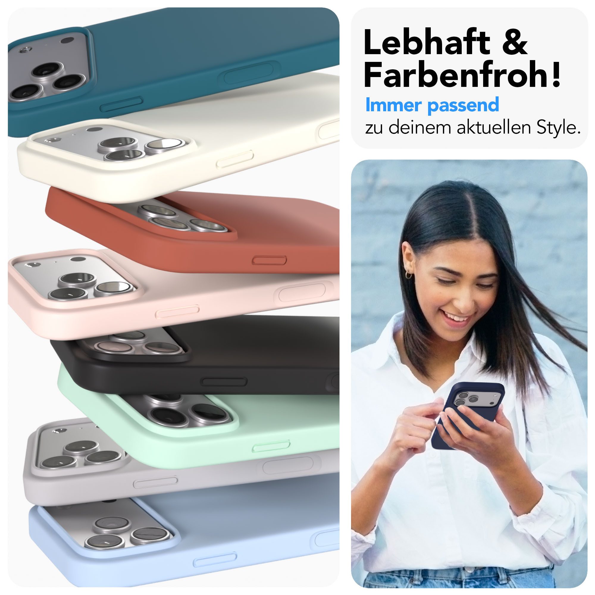 EAZY CASE Handyhülle für Apple iPhone 17 Pro Max Hülle Silikon 6,9 Zoll, Handy Softcase Hülle Silikon mit Displayschutz Case Blau / Nachtblau
