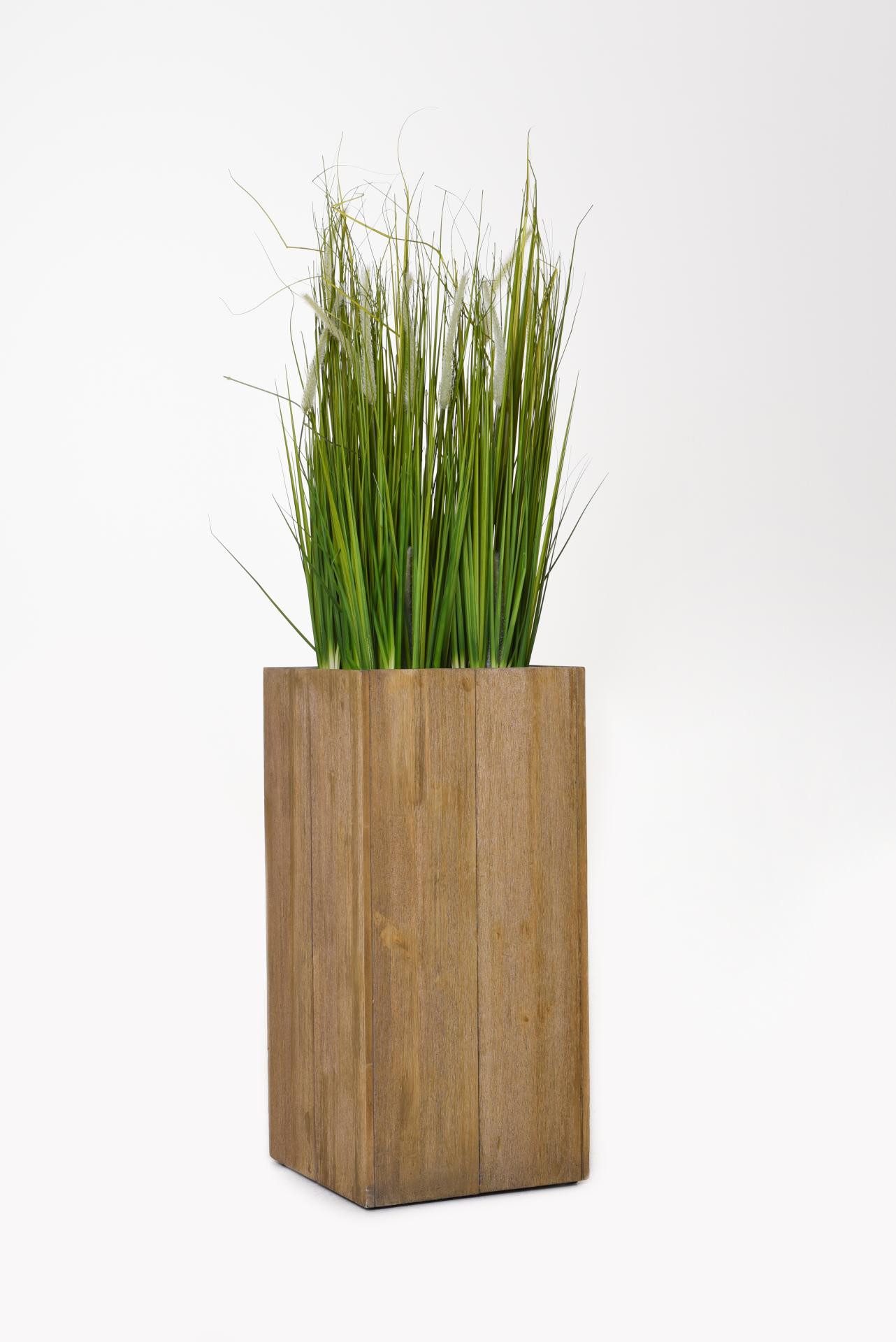 VIVANNO Pflanzkübel Holz BLOCK Säule - Antikbraun Maserung (1 St), 33x33x70 cm