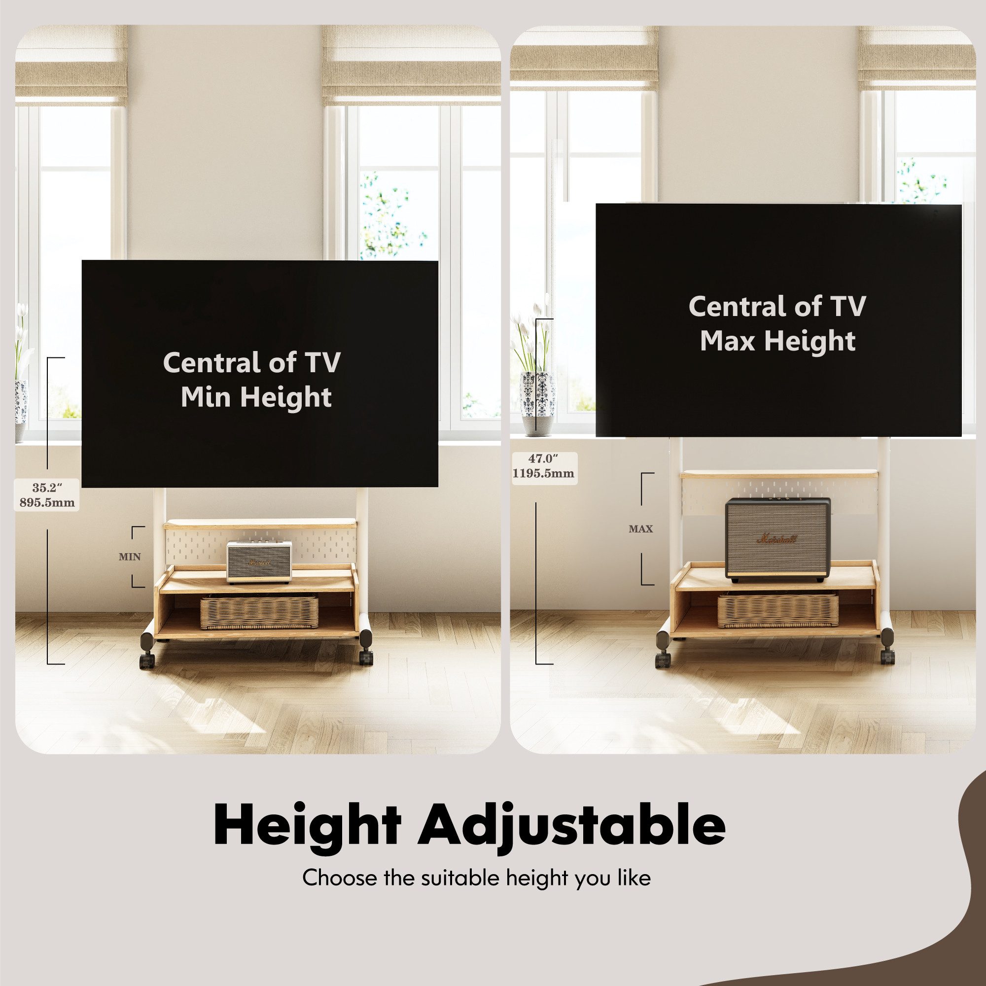 FITUEYES TV-Ständer, (bis 85,00 Zoll, Rollbar)