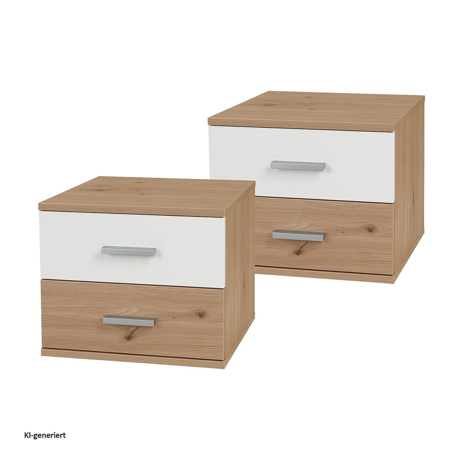 HTI-Living Nachtschrank Nachtkommode mit 2 Schubladen 2er-Set Nachttisch (Set, 2 Nachtschränke) Nachtkommode