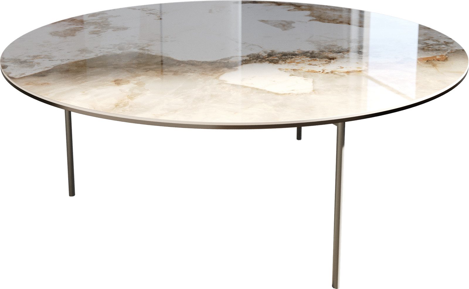 DELIFE Couchtisch Edge, Rund 90x90 cm Keramik Minas Melange Trive Metall Effektfinish Titan
