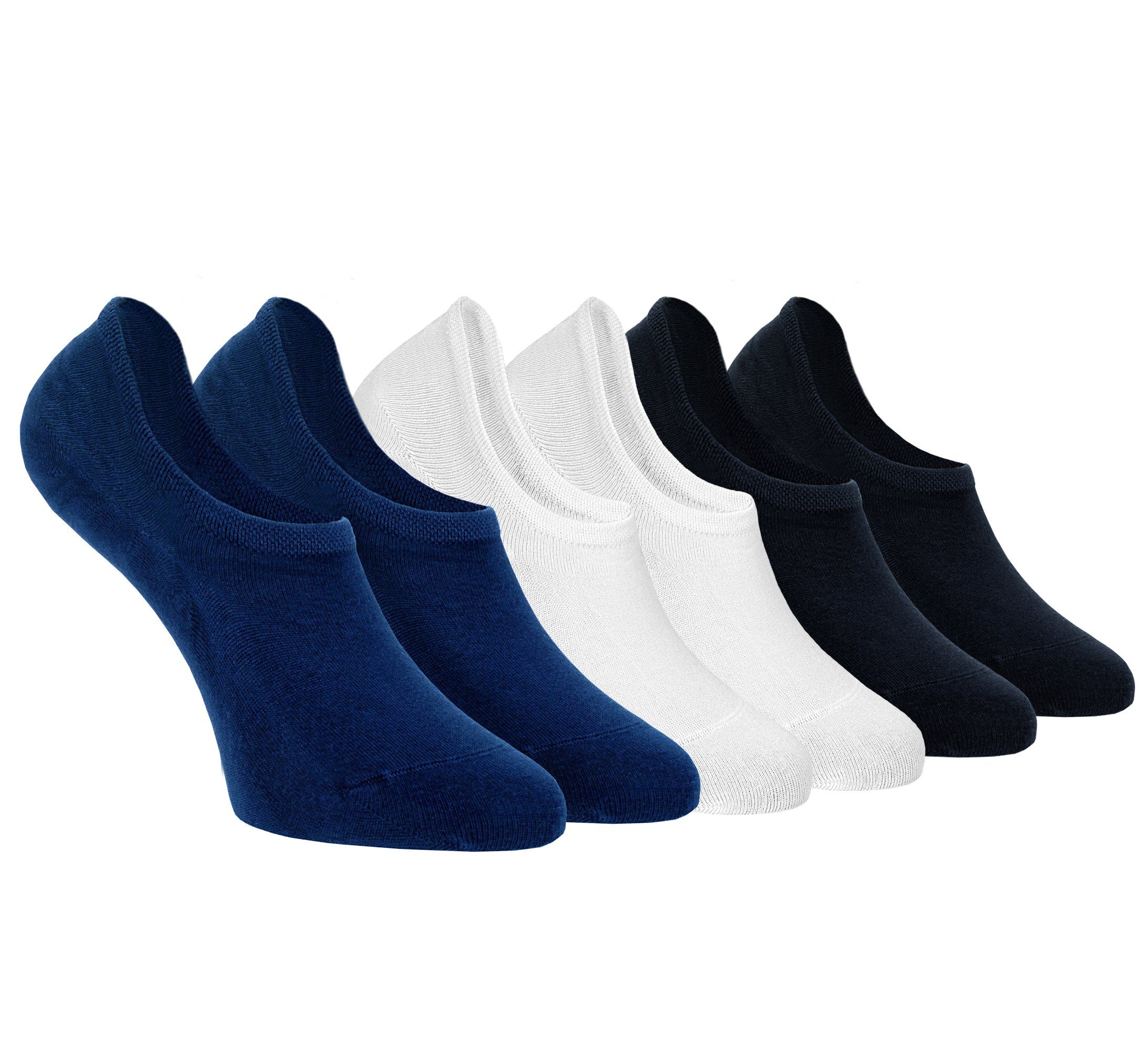 NoblesBox Kurzsocken Bambus Füßlinge Socken - No Show Socken - Unsichtbar & Rutschfest (Box, 6-Paar) Anti-Rutsch