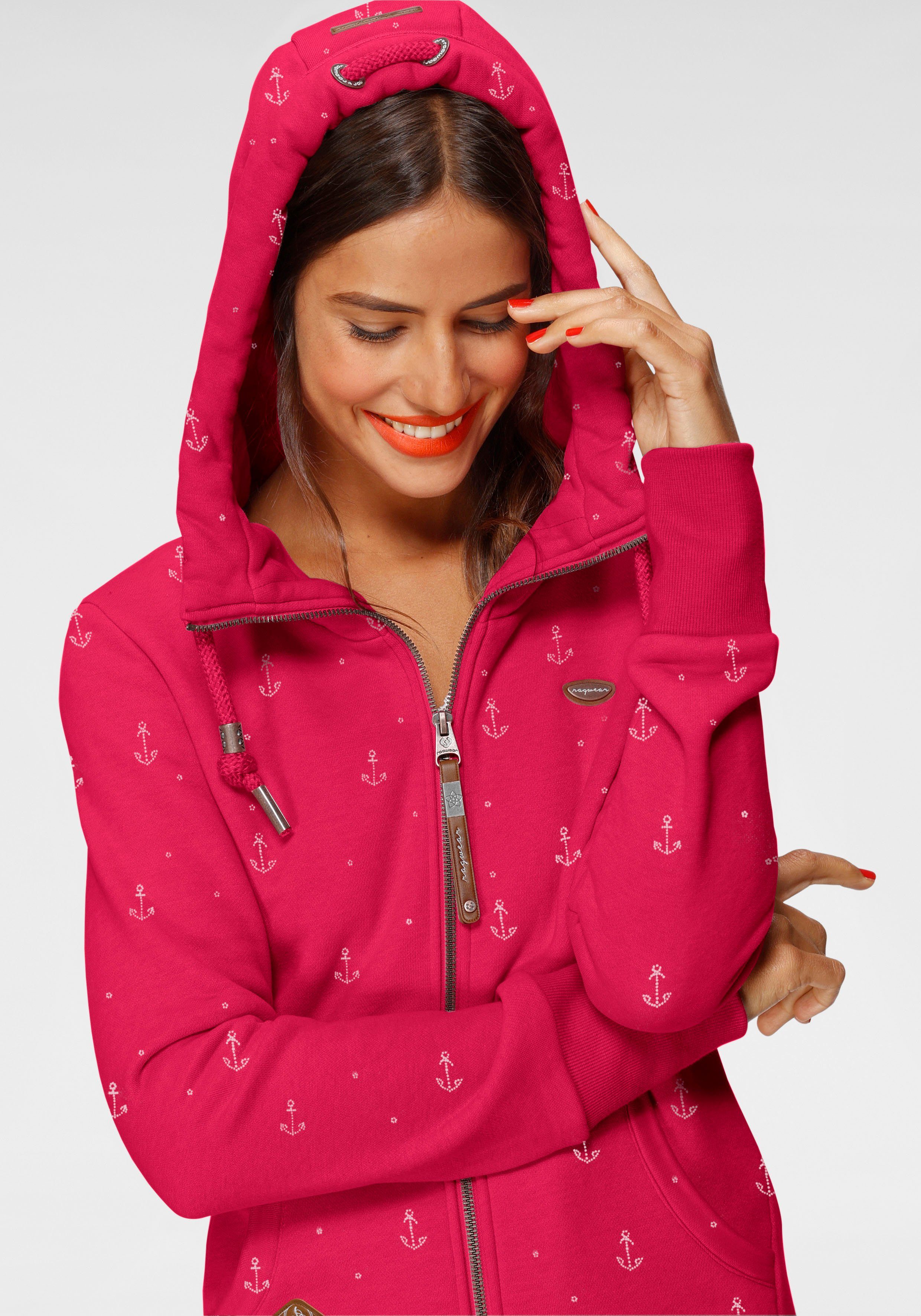 Ragwear Sweatjacke NESKA ZIP MARINA O mit maritimen Allover \