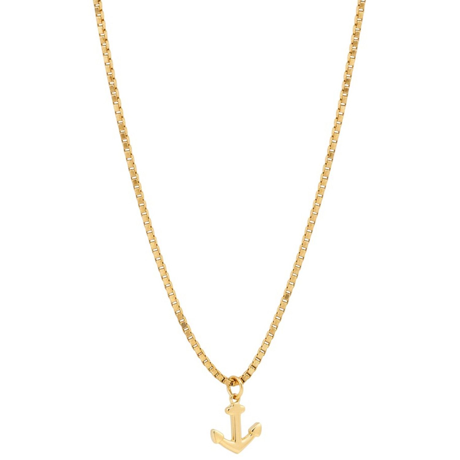 KARMA Kette mit Anhänger Halskette Anker Silber od. Gold 48 cm (wasserfest hypoallergen, 1-tlg), Edelstahl Ankerkette Unisex