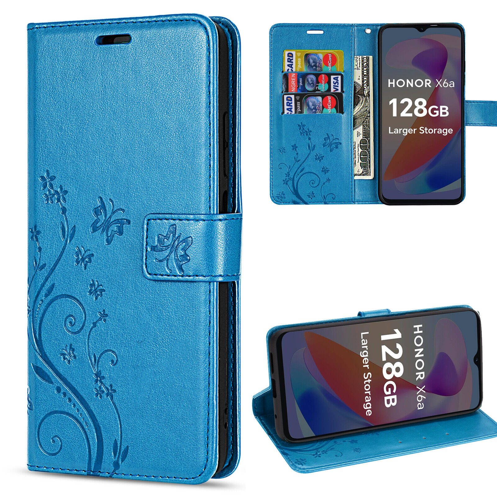 betterfon Handyhülle Handytasche für Honor X6A Klapphülle Wallet Case, Bookstyle-Hülle: Magnetverschluss 3 Kartenfächer & Standfunktion