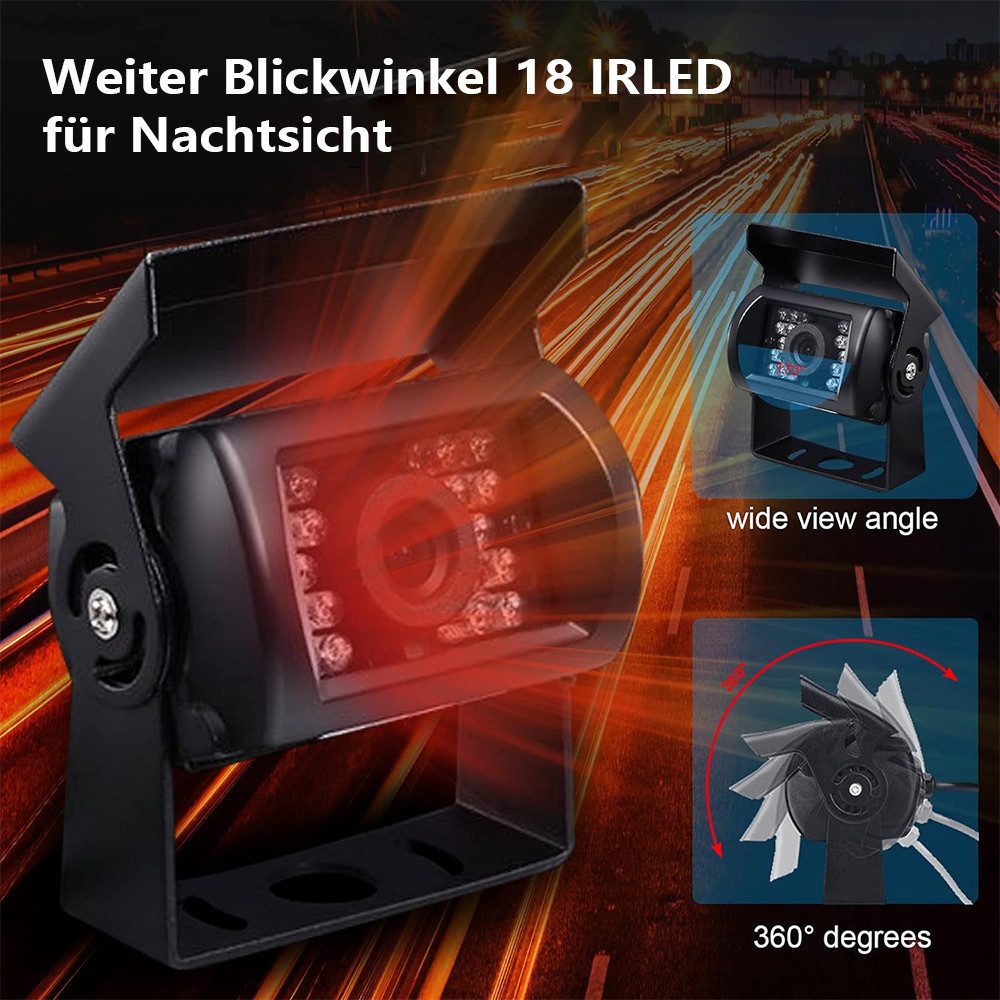 Hikity 9 Zoll 4 Kamera Kit für LKW Anhänger Bus Mit Monitor Rückfahrkamera (Nachtsicht Klares Bild Mehrsprachig)