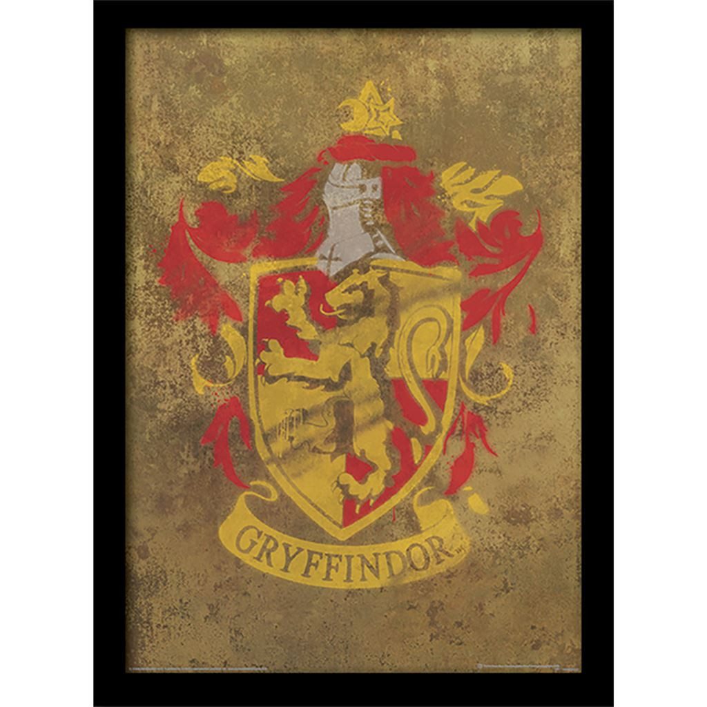 Harry Potter Bild mit Rahmen Gryffindor Crest, Gerahmtes Bild Kunstdruck Hogwarts Wappen