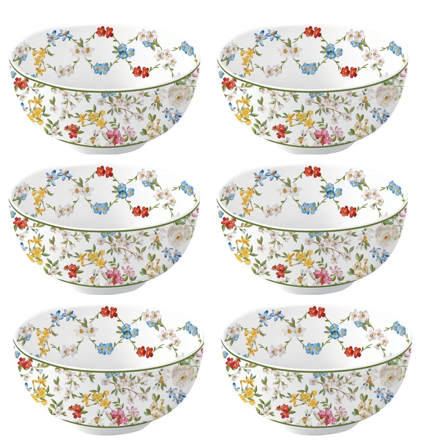 EasyLife Dessertschale Garden Dreams, Porzellan, Spülmaschinengeeignet, Mehrfarbig, Motiv: Blumenranken