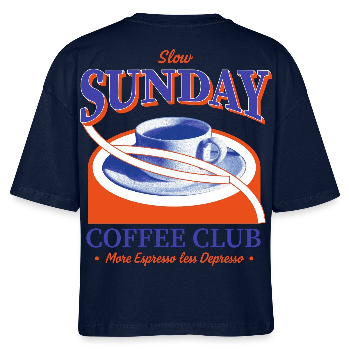 Spreadshirt T-Shirt Slow Sunday Coffee Club stzlischer coffee print Boxy Shirt Damen (1-tlg)