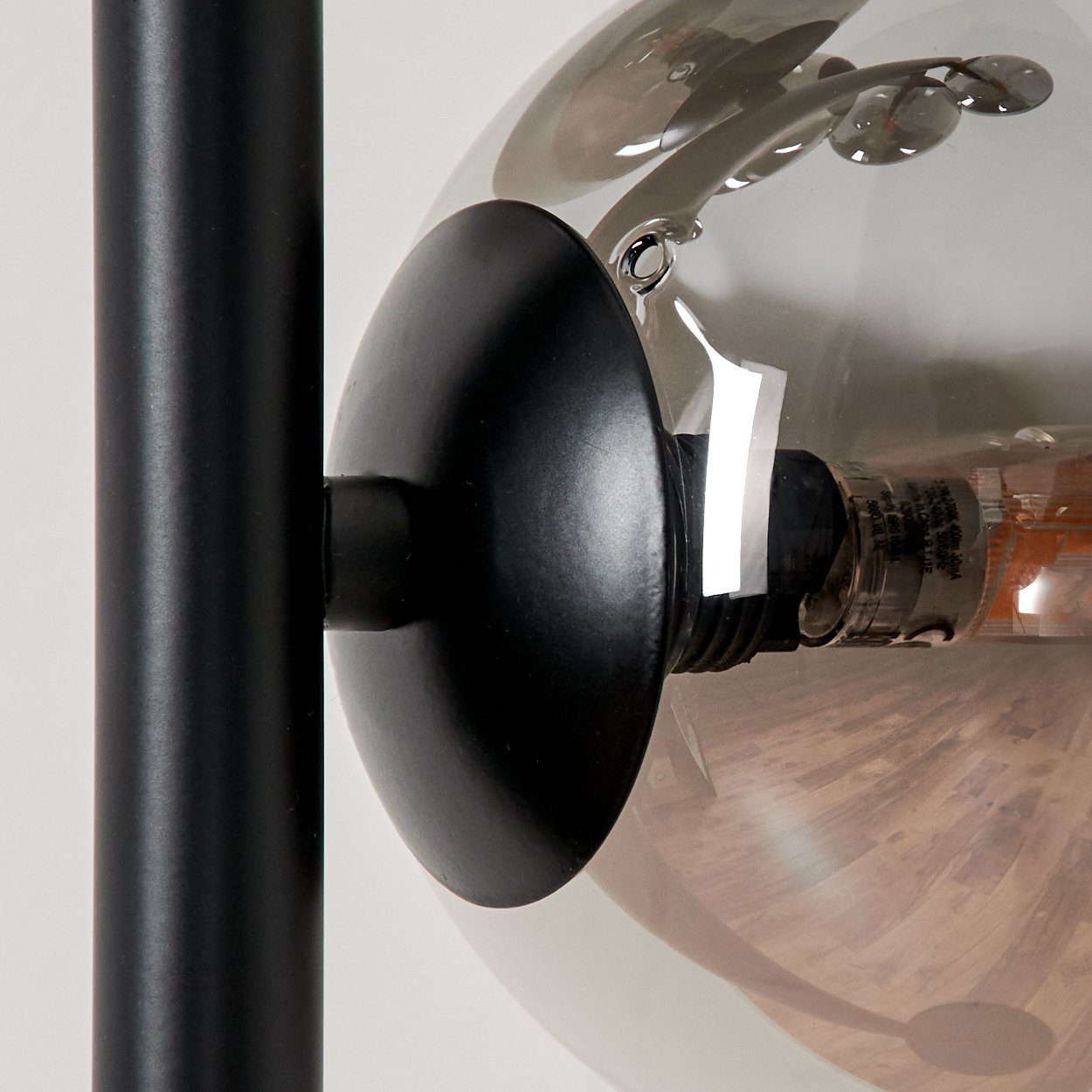 Schwarz/Rauchfarben, x Retro-Design aus aus G9, Stehlampe in Stehlampe im Standlampe ohne Glas, Leuchtmittel Metall/Glas 5 hofstein Leuchtmittel, ohne