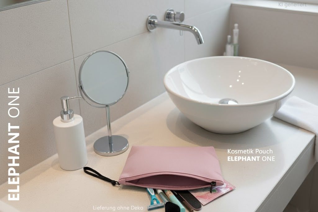 ELEPHANT Kosmetiktasche Pouch Mini Kulturtasche Cosmetic Bag klein, Aufbewahrungstasche Tasche Manicure Shaving Bag 13112 + Beutel