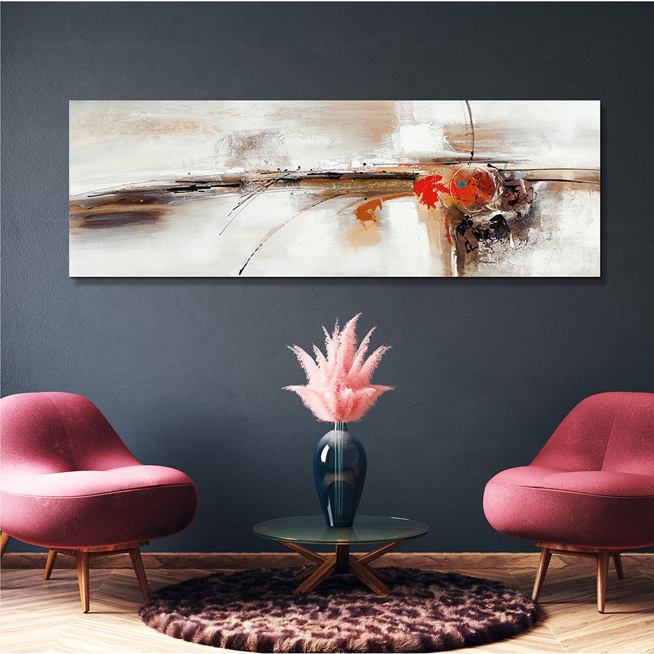 ArtUniverse Gemälde Leinwandbild Farbmelodie in Erdtönen 50 x 150 cm, Abstrakt