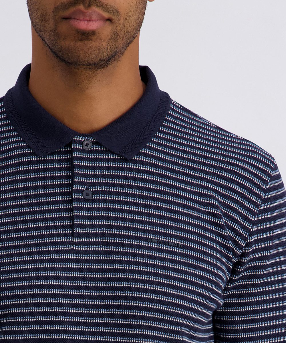 Pierre Cardin Langarm-Poloshirt Piqué Interlock im Streifendessin günstig online kaufen