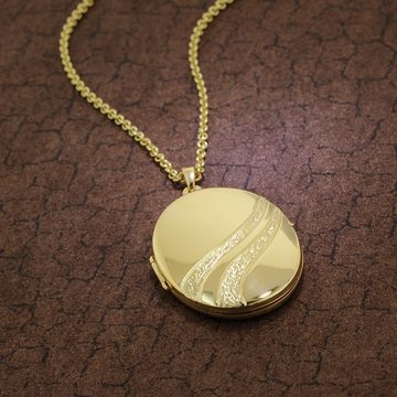 trendor Kette mit Anhänger Medaillon mit Gold auf Silber 925