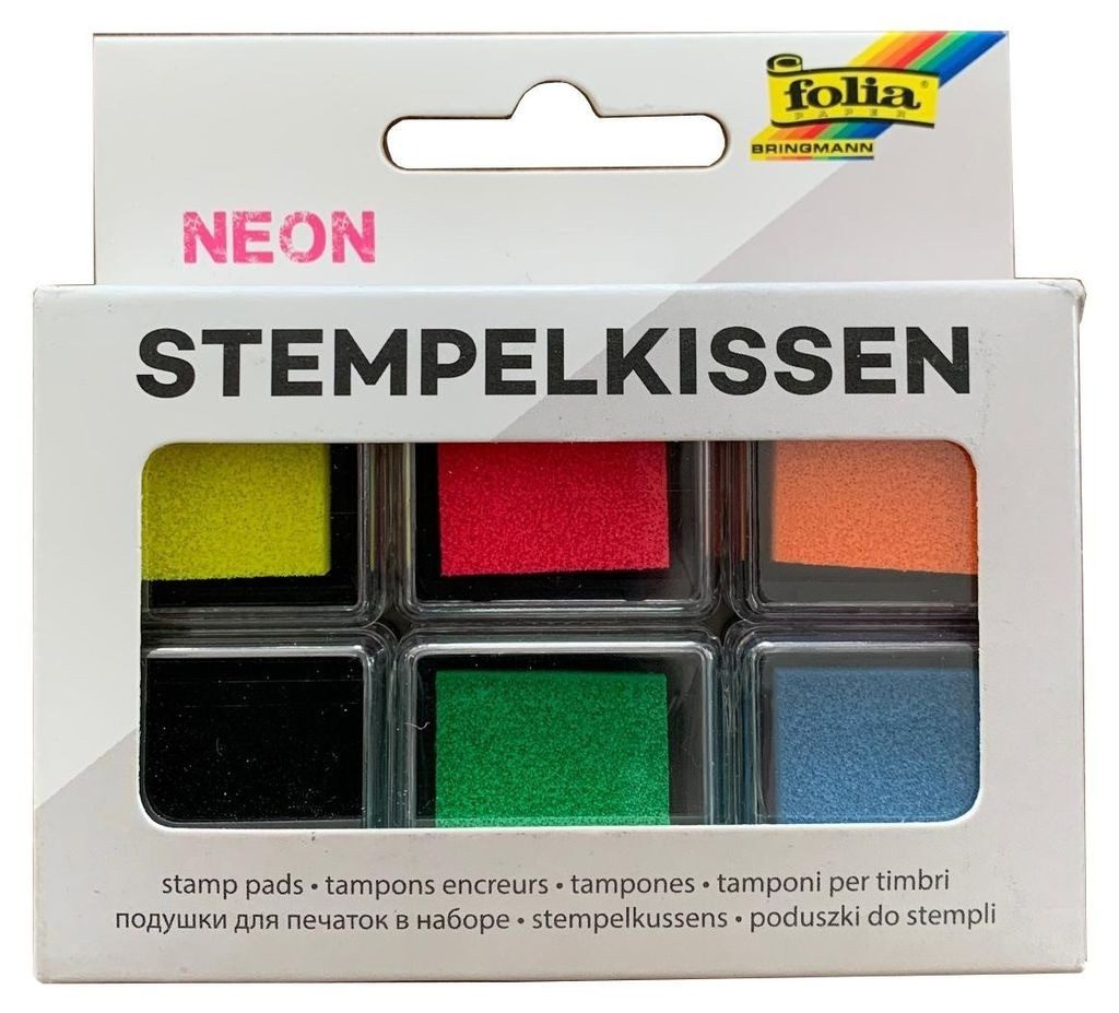 Folia folia Stempelkissen neon gelb, pink, orange, schwarz, grün Stempelkissen