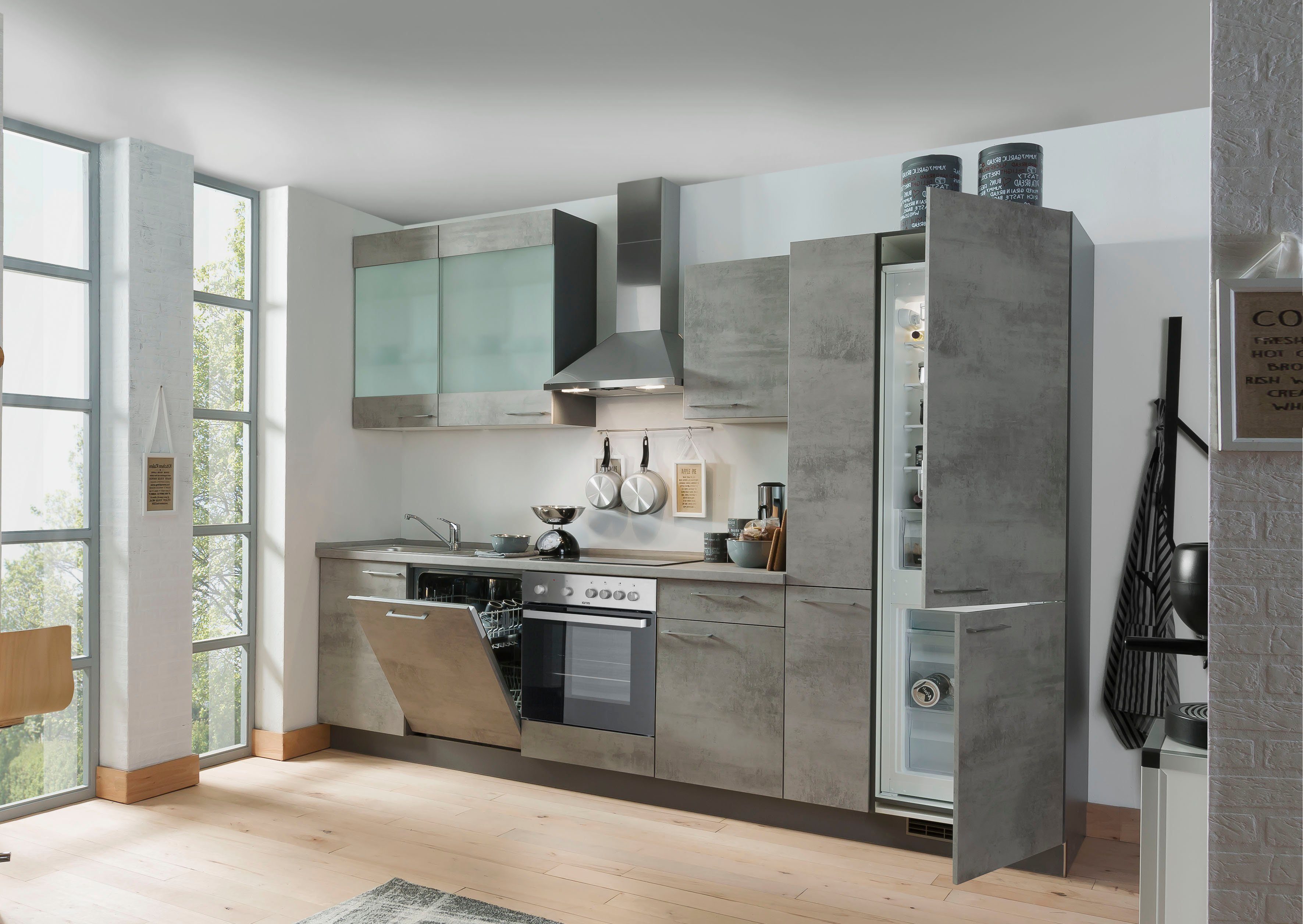 Express Küchen Küchenzeile »Trea«, vormontiert, mit Vollauszug und  Soft-Close-Funktion, Breite 310 cm