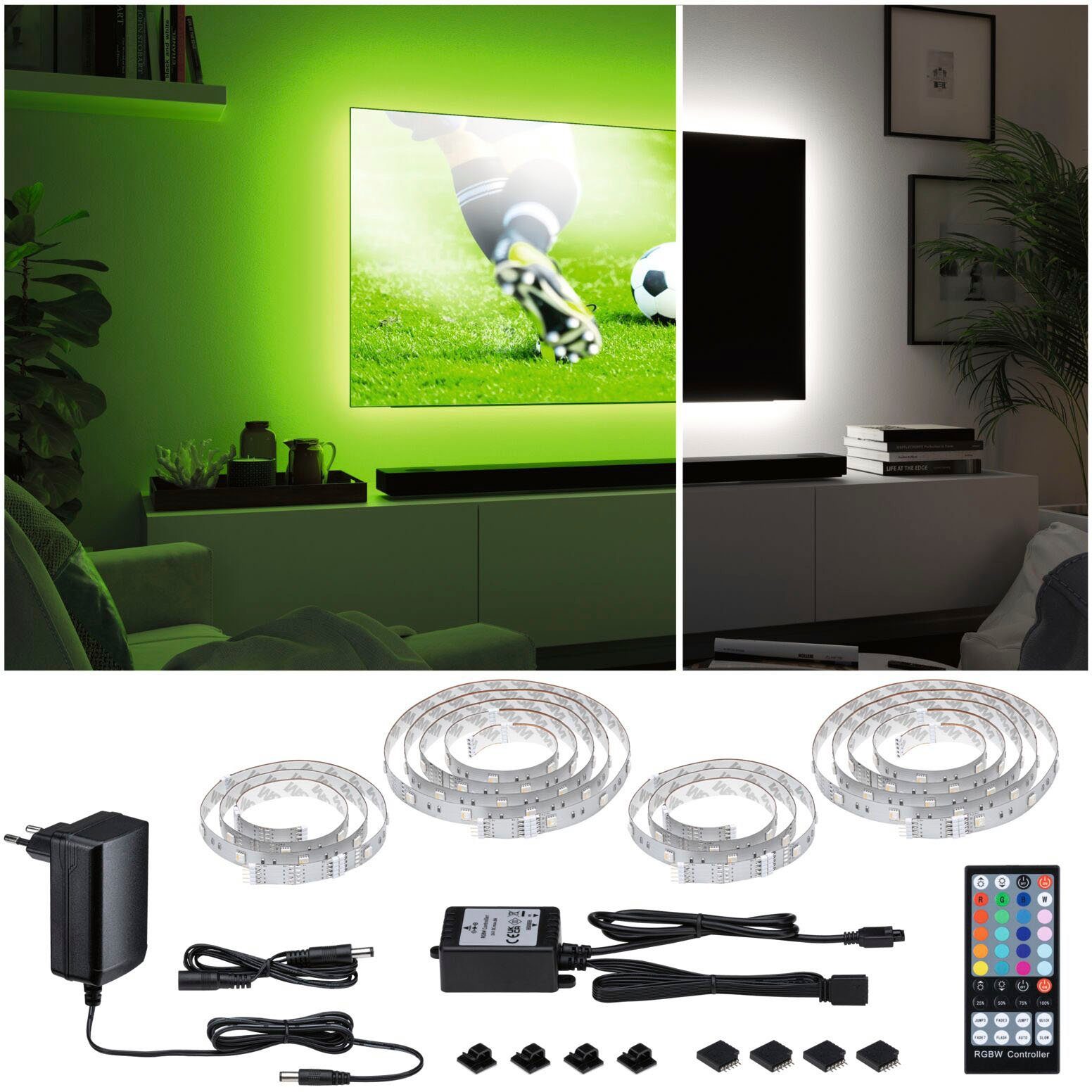 Paulmann LED-Streifen RGB Basisset 22W 234lm/m, Comfort 1-flammig, Zoll TV Basisset 4,3m Dynamic 65 250 MaxLED