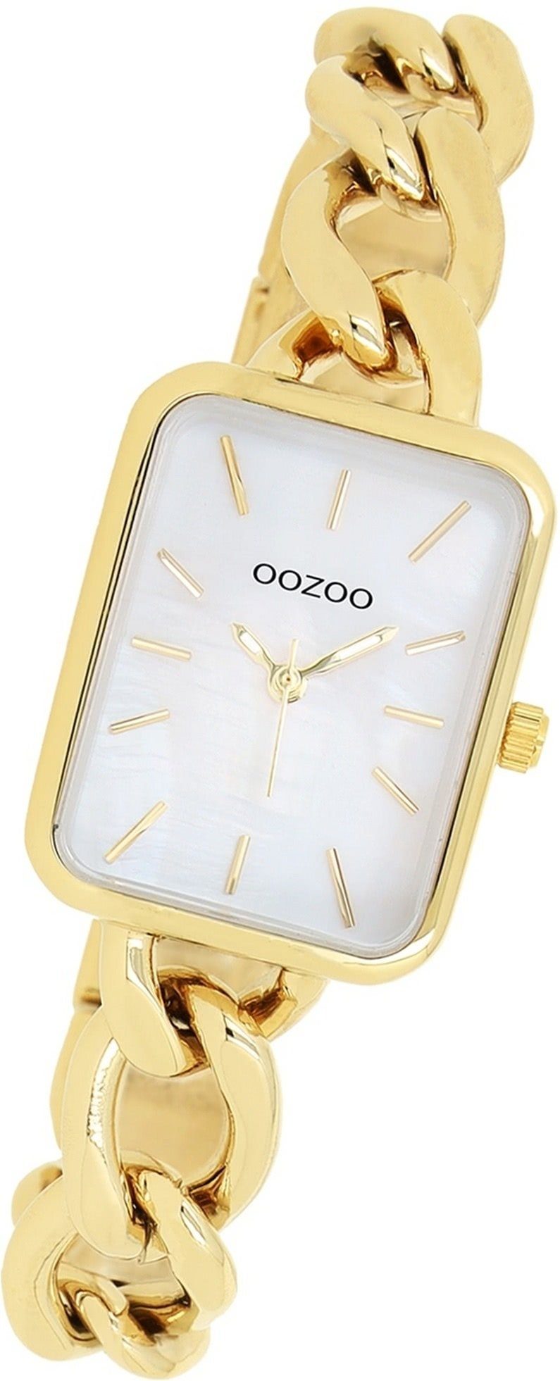 OOZOO Quarzuhr Oozoo Damen Armbanduhr Timepieces, Damenuhr Edelstahlarmband gold, rechteckiges Gehäuse, 22,5x28,5mm