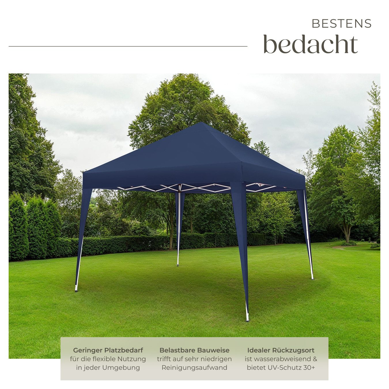 tectake Pavillon Linosa, mit 0 Seitenteilen, (300 x 300 x 255 cm, Komplettset), faltbar und wasserabweisend