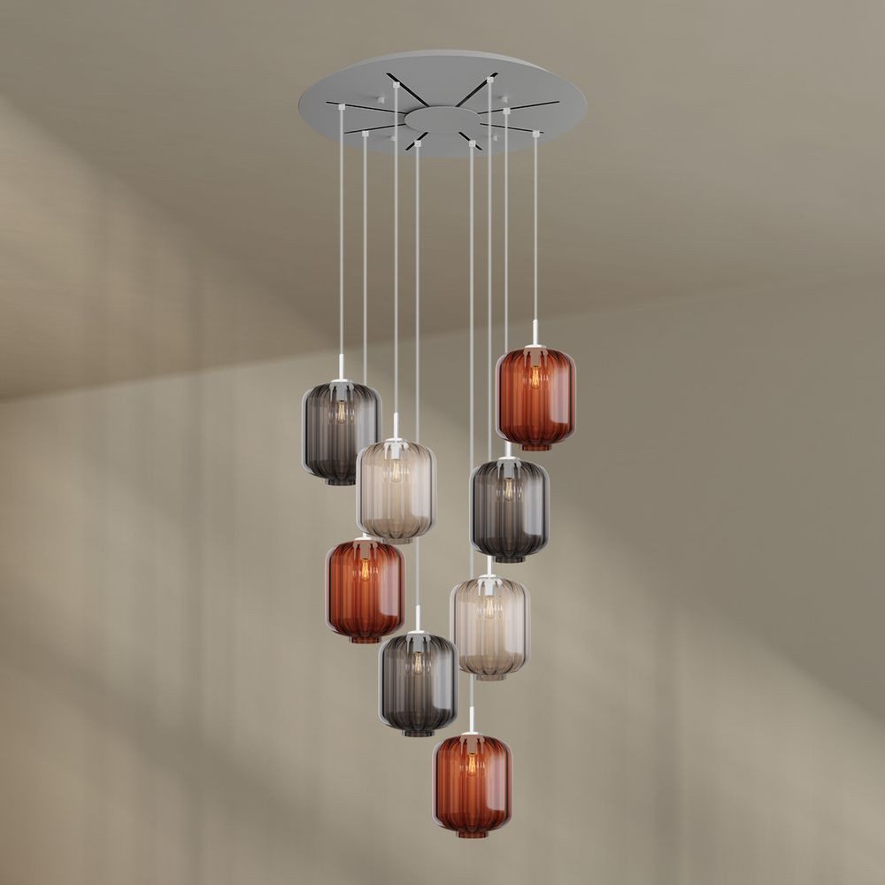 s.luce Pendelleuchte Velo Galerieleuchte 8-flammig Ø 80cm Baldachin Ø 25cm Mehrfarbig