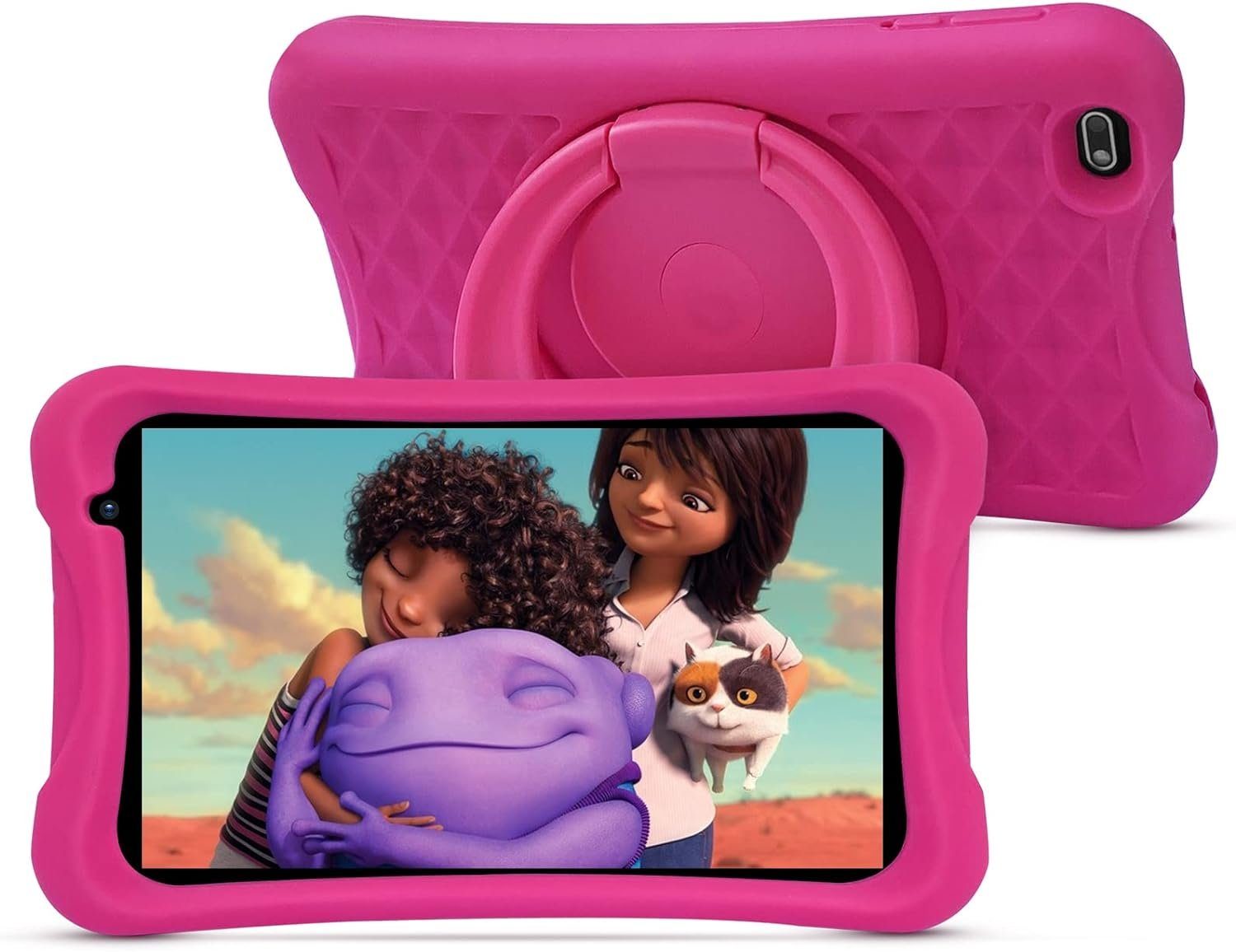 PRITOM Kinder-Tablet, Kindersicherung, Kinder-App, Quad-Core-Prozessor Tablet (8", 32 GB, Android 10, HD-IPS-Bildschirm, Dual-Rückfahrkamera, mit Kinder-Tablet-Hülle (Rosa)