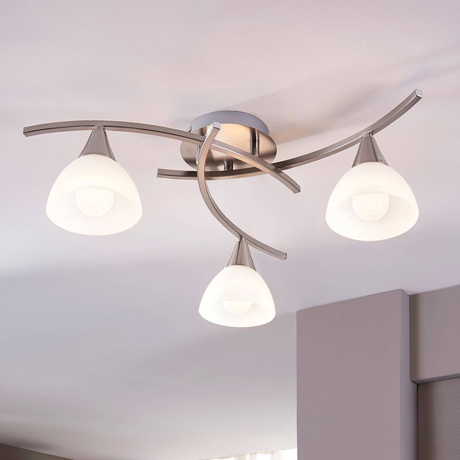 Lindby Deckenleuchten Della, Glas Alu IP20, 3 x 4 W LED