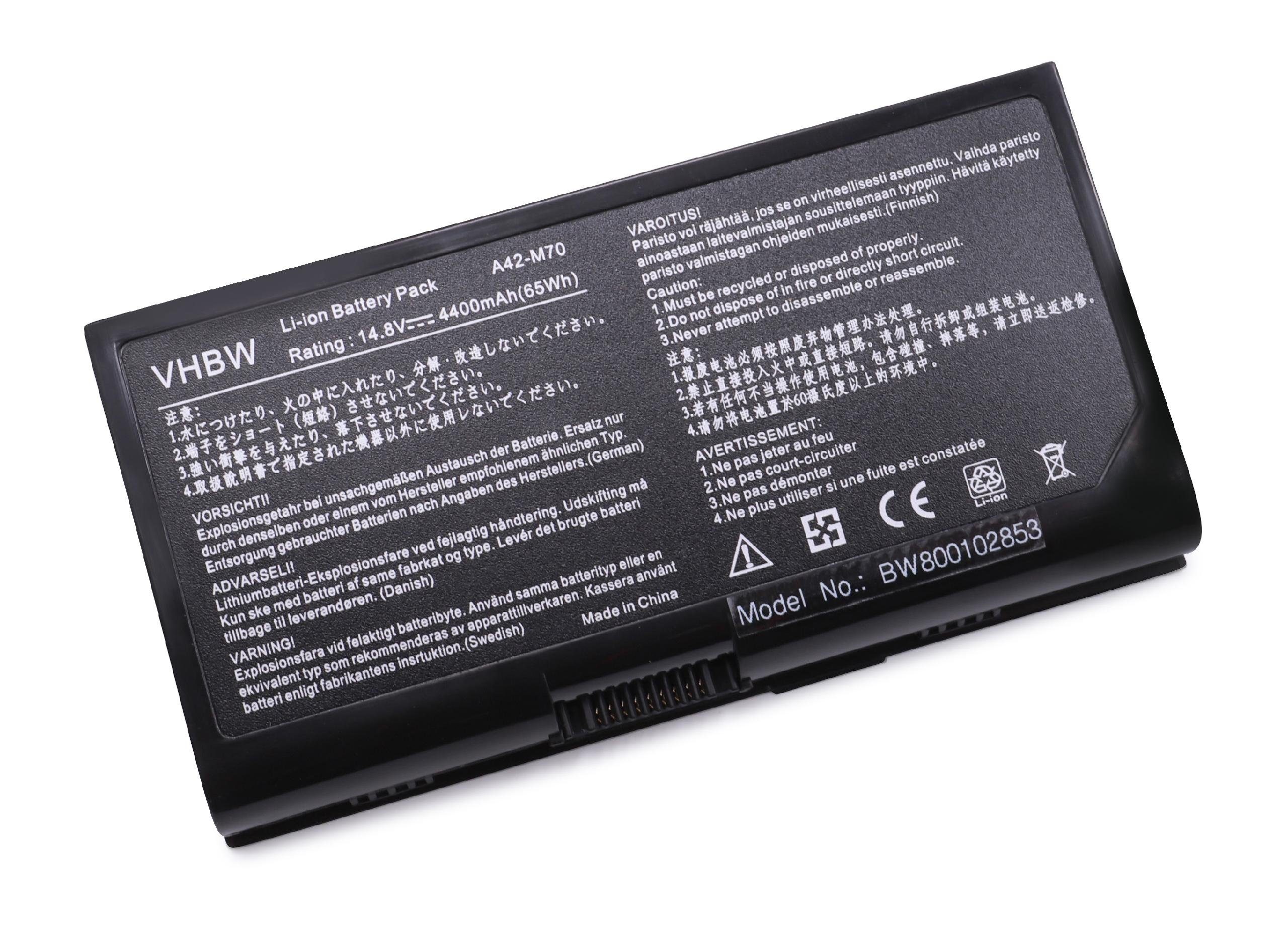 vhbw Laptop-Akku passend für Asus M70s, M70t, M70tl, M70v, M70vc, M70vm, M70vn, M70vr, N70, N70s, N70sv, M70Sa, M70Sr Notebook / Netbook (4400mAh, 14,8V, Li-Ion) 4400 mAh