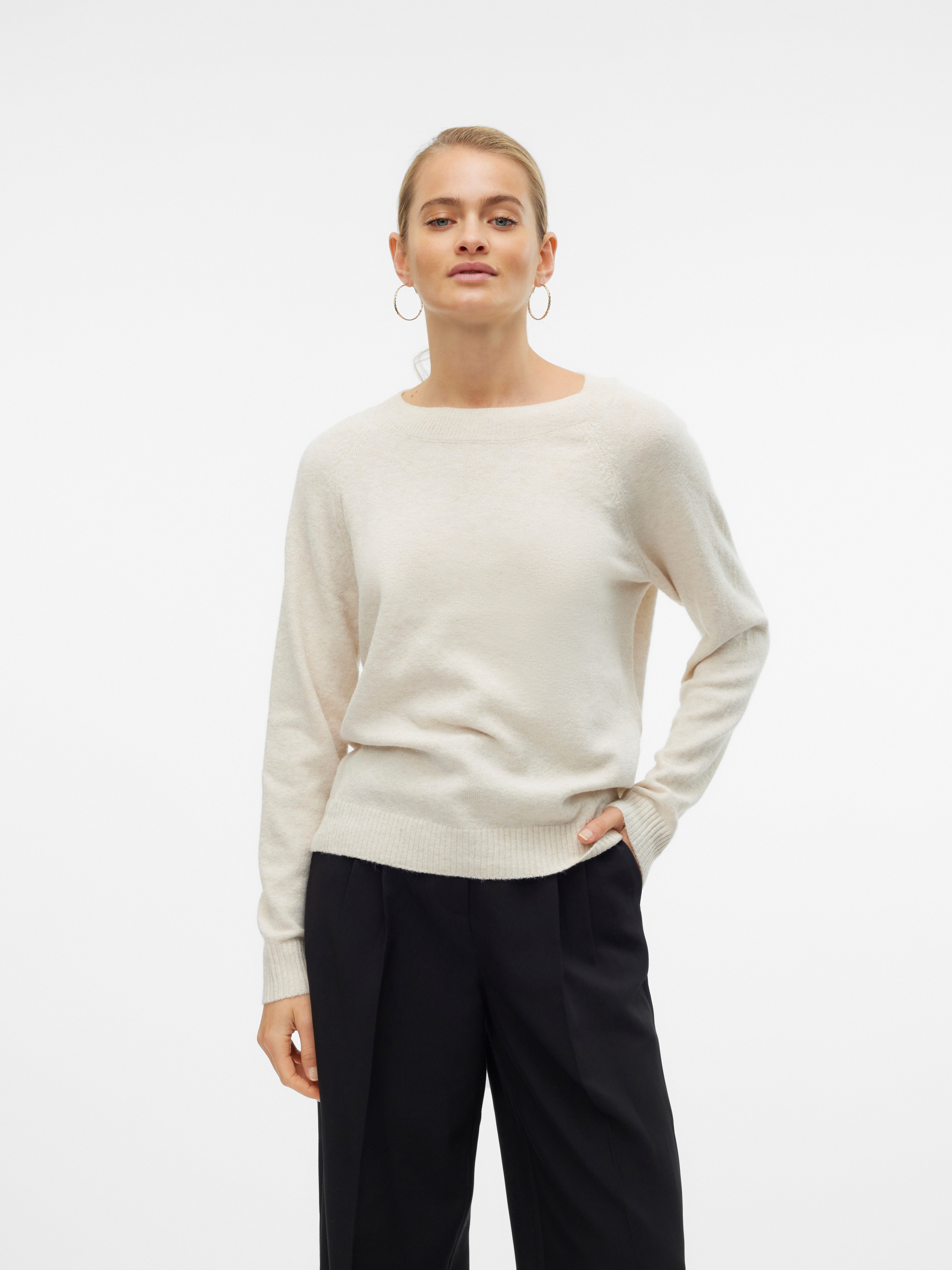 Vero Moda Rundhalspullover VMDOFFY in melierter Optik