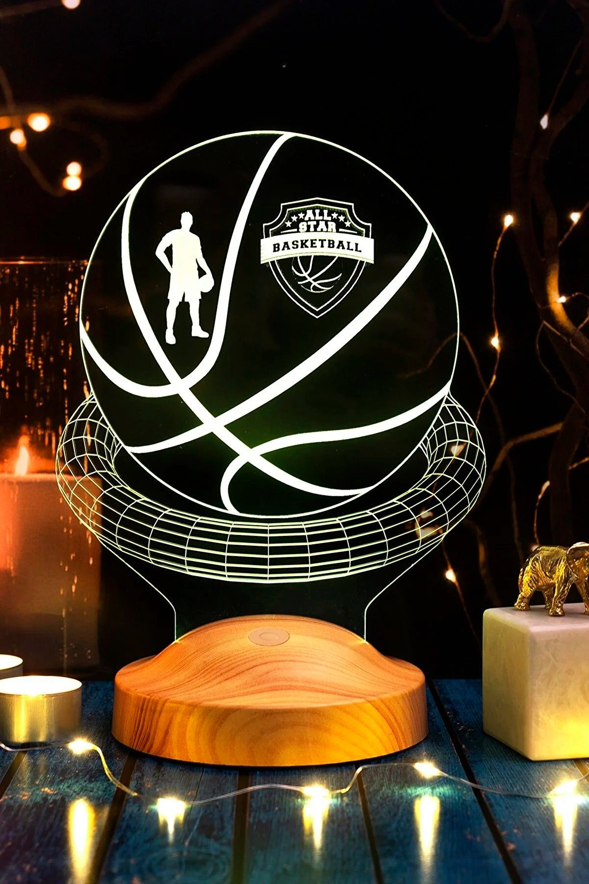 Geschenk Basketball Leuchte fest Gravur 7 Farben Geschenkelampe für Basketball LED Liebhaber, 3D Jungen, Nachttischlampe für Geschenk Spieler Basketball integriert, Männer,