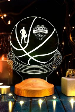 Geschenkelampe LED Nachttischlampe Basketball 3D Gravur Geschenk für Basketball Liebhaber NBA, Leuchte 7 Farben fest integriert, Geschenk für Basketball Spieler, Jungen, Männer