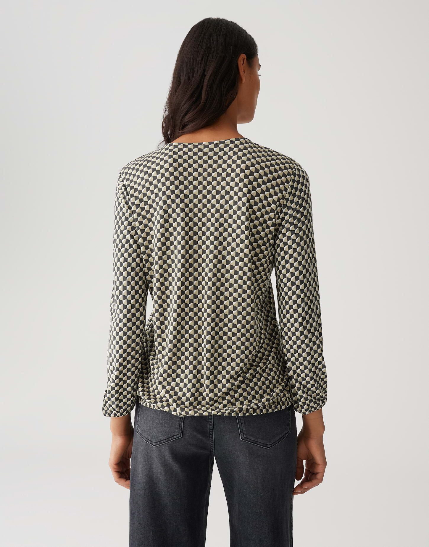 OPUS 3/4-Arm-Shirt SANNAH ICONIC aus ECOVERO™ Viskose 3/4 Arm, All-Over-Print, Schlitz im Rücken