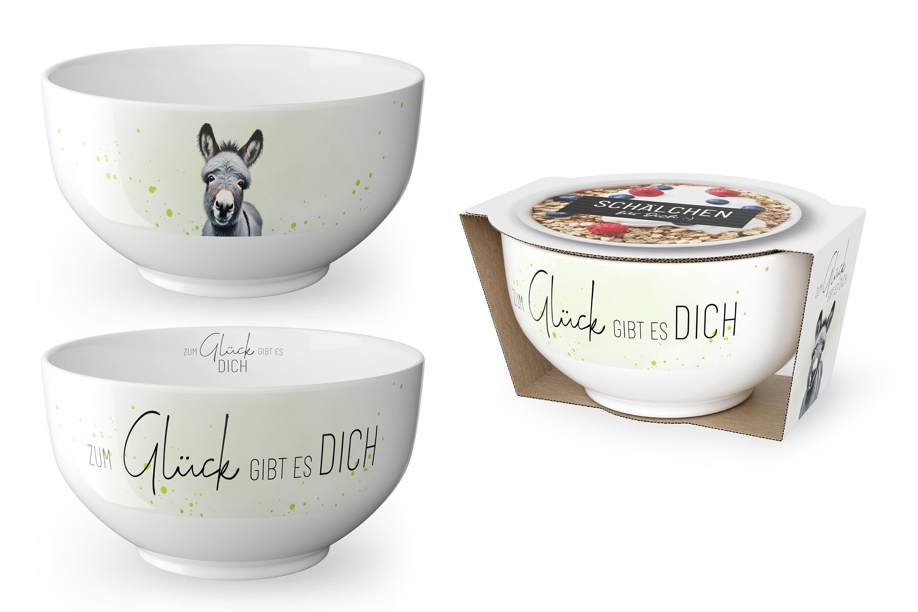 La Vida Schüssel Müsli-Salat-Dessert-Schale Schüssel Bowl la vida Geschenk Esel 9558041, Material: Porzellan