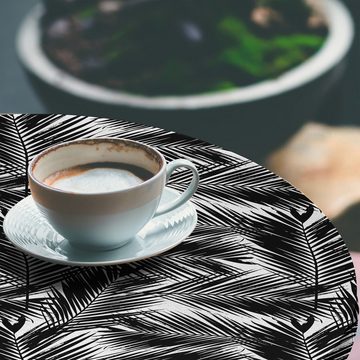 Abakuhaus Tischdecke Rundum-elastische Stofftischdecke, Schwarz und weiß Fan Palm Leaves