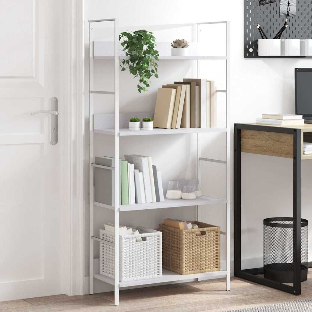 vidaXL Bücherregal Bücherregal 4 Regalböden Weiß 60×27,6×124,5 cm Holzwerkstoff, 1-tlg. – Bild 2 von 5