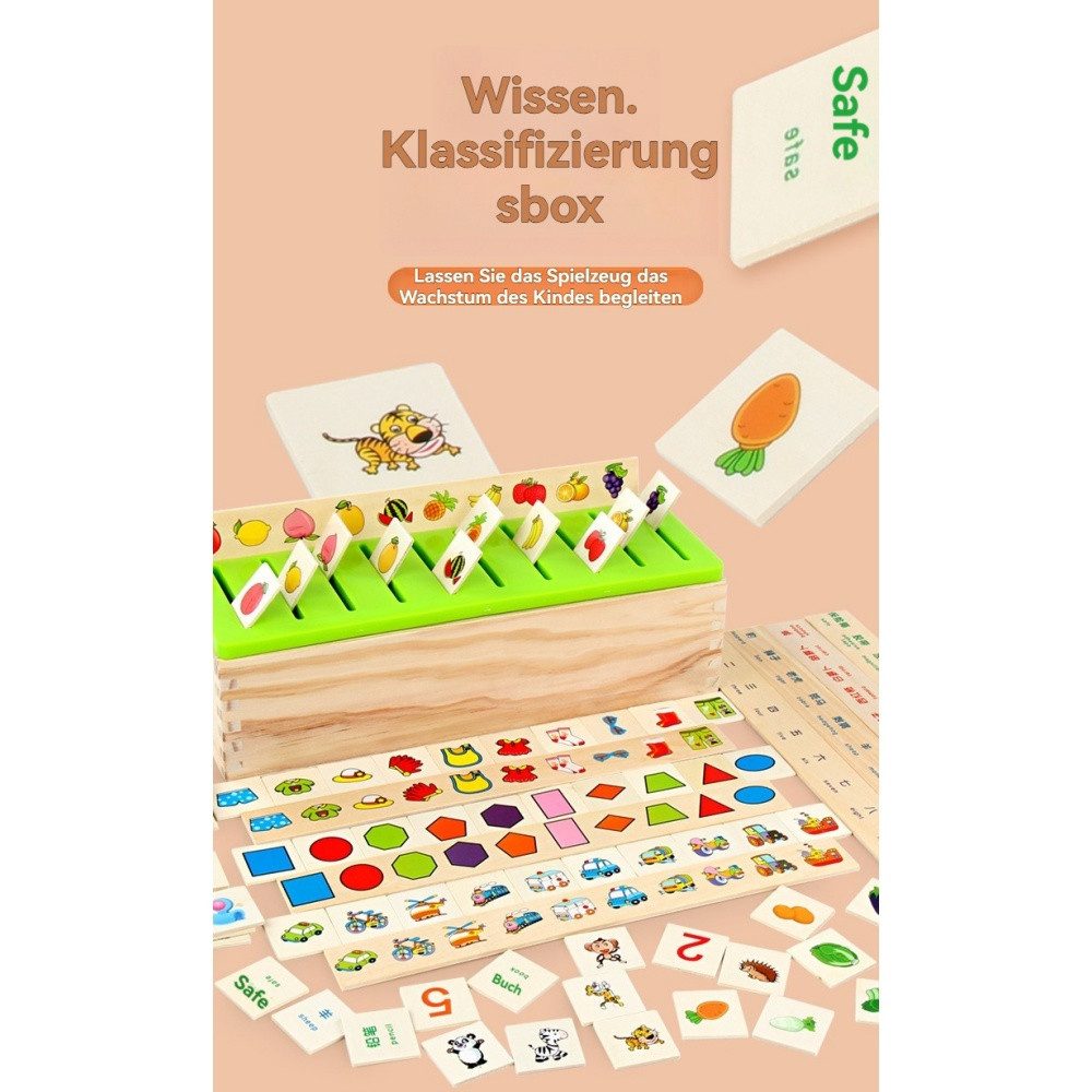 POPOLIC Lernspielzeug Kinderspielzeug,spielzeug für kinder ab 3 jahre, Lernspielzeug (1-St., Es gibt Chinesisch und Englisch im Produkt), enthält 80 Minikarten und 8 Sortierstäbe zu 8 Themen