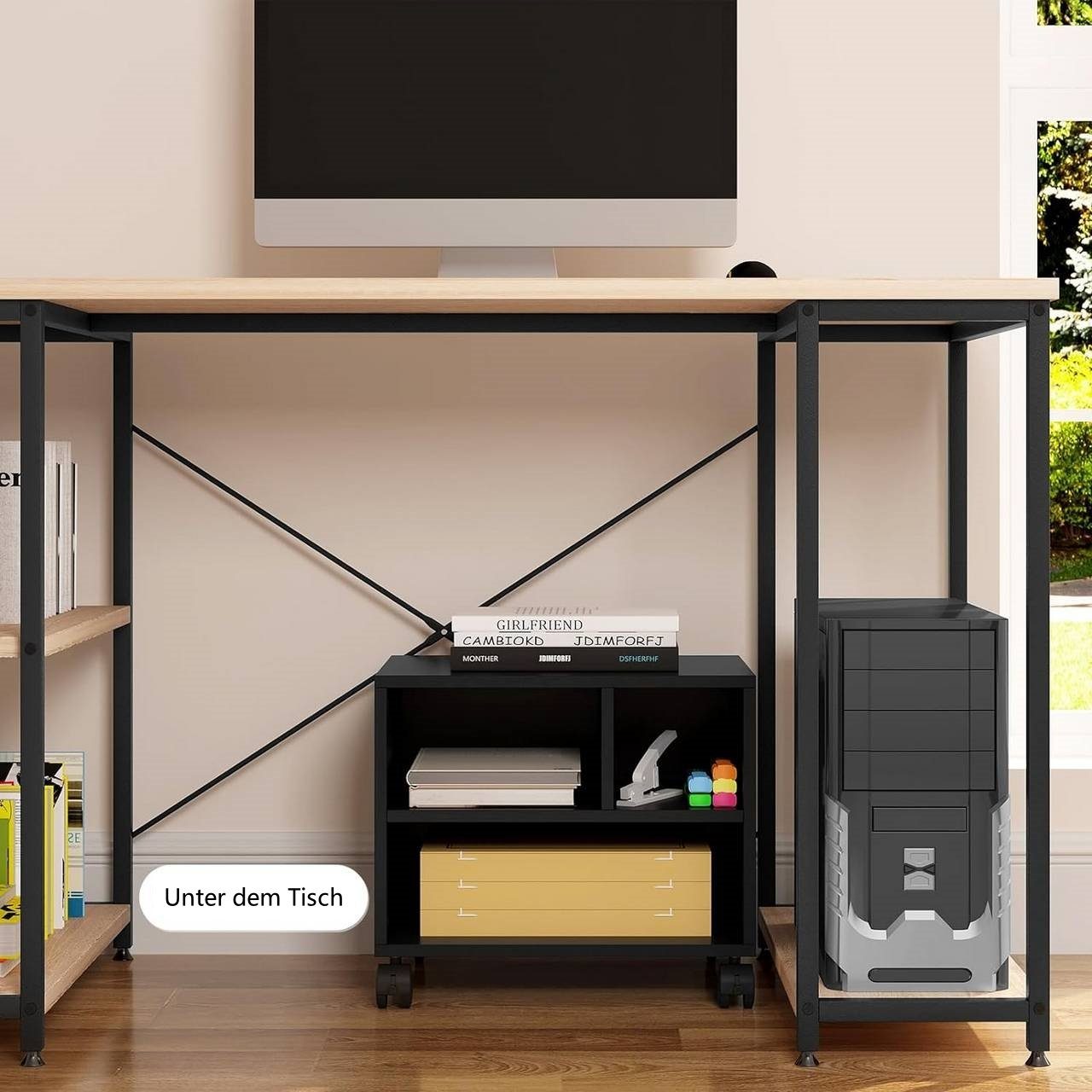 Woltu Aktenschrank (1-St) Druckertisch mit Rädern, ürocontainer rollbar – Bild 5 von 5