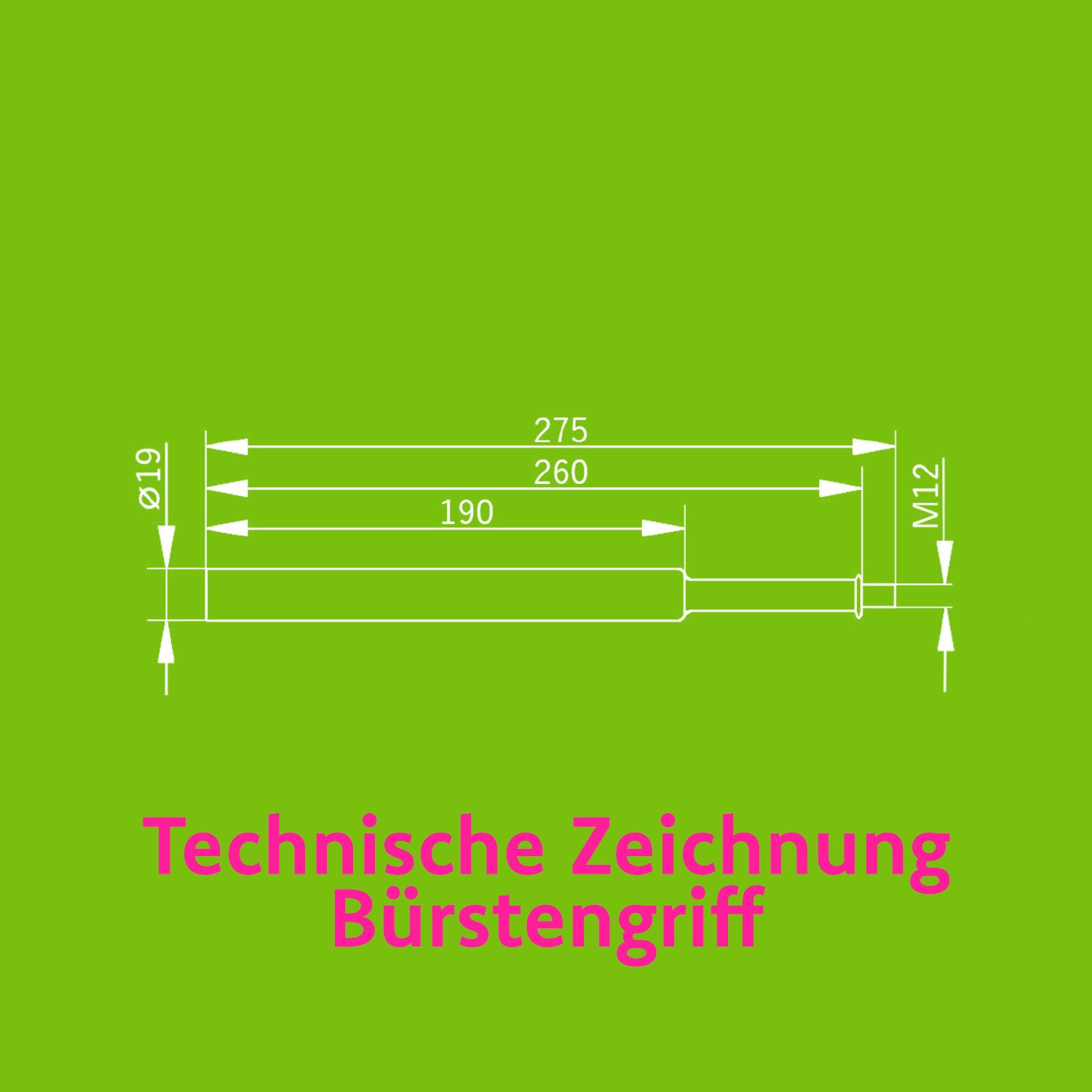 Bürstenking WC-Reinigungsbürste WC-Bürstengriff - Kunststoff 260 mm mit M12 Gewinde, Verschiedene WC-Garnituren, passend für Verschiedene WC-Garnituren