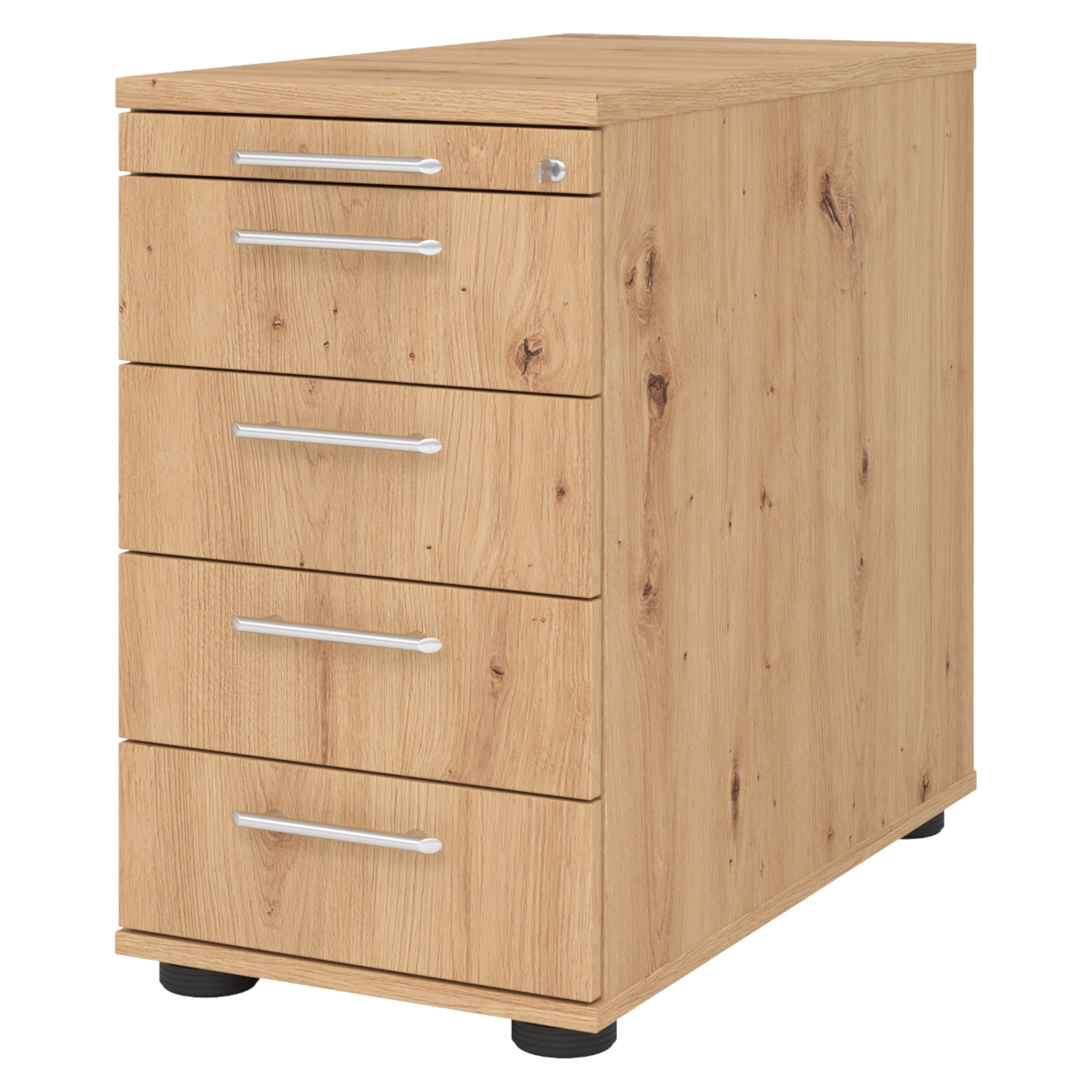 bümö Container office Standcontainer - mit 4 Schubladen Dekor: Asteiche mit Relinggriff (Kunststoff)