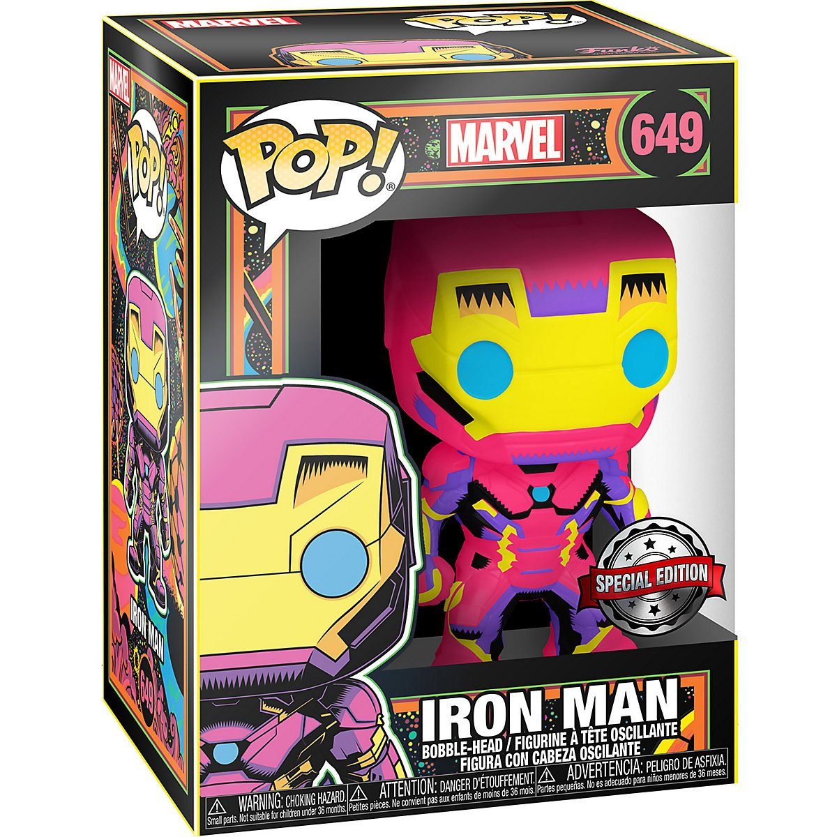 - Special Funko Marvel: Man Edition #649 POP! Iron Funko Light Actionfigur Black
