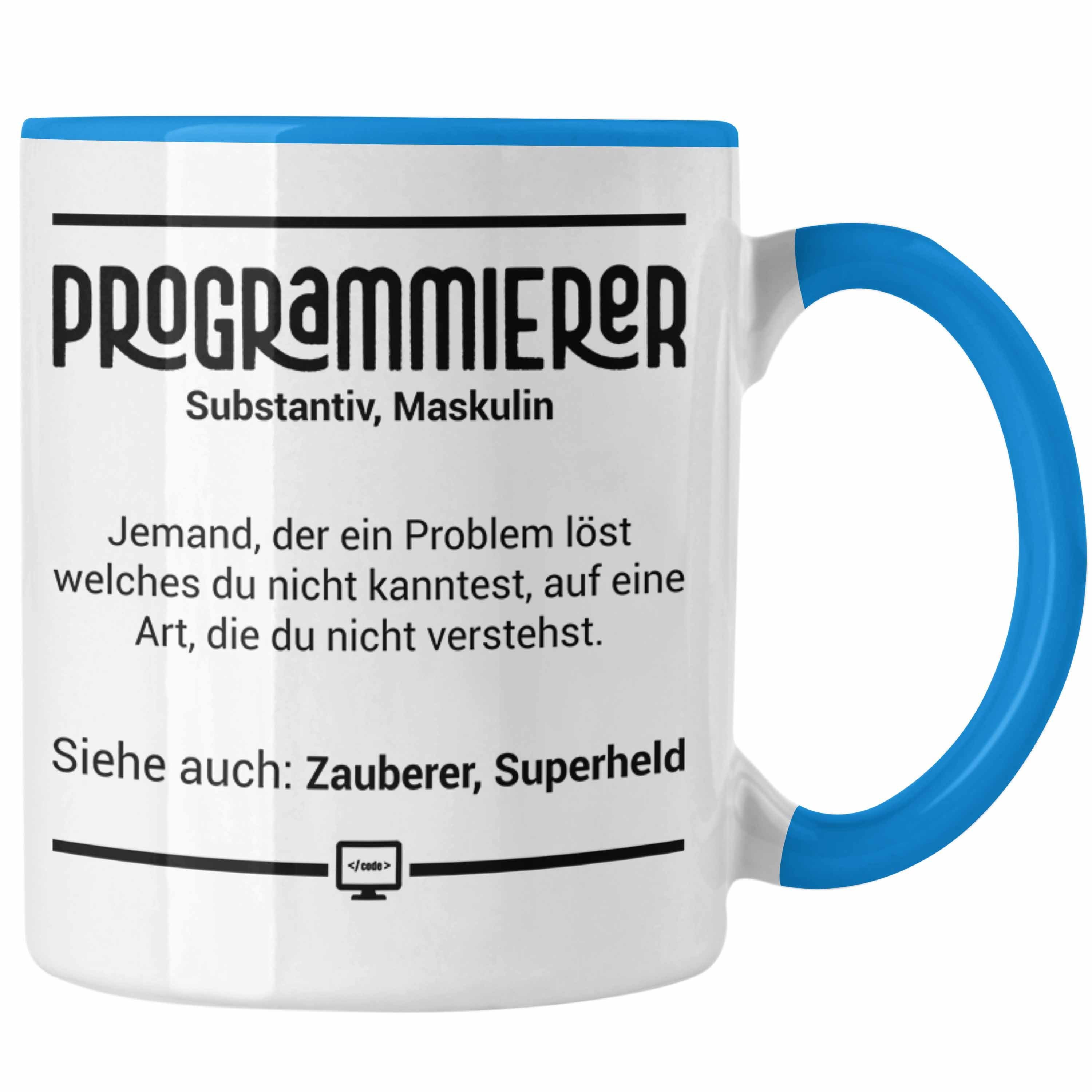 Trendation Tasse Coder Tasse Geschenk für Programmierer Softwareentwickler Nerds Gesch Blau