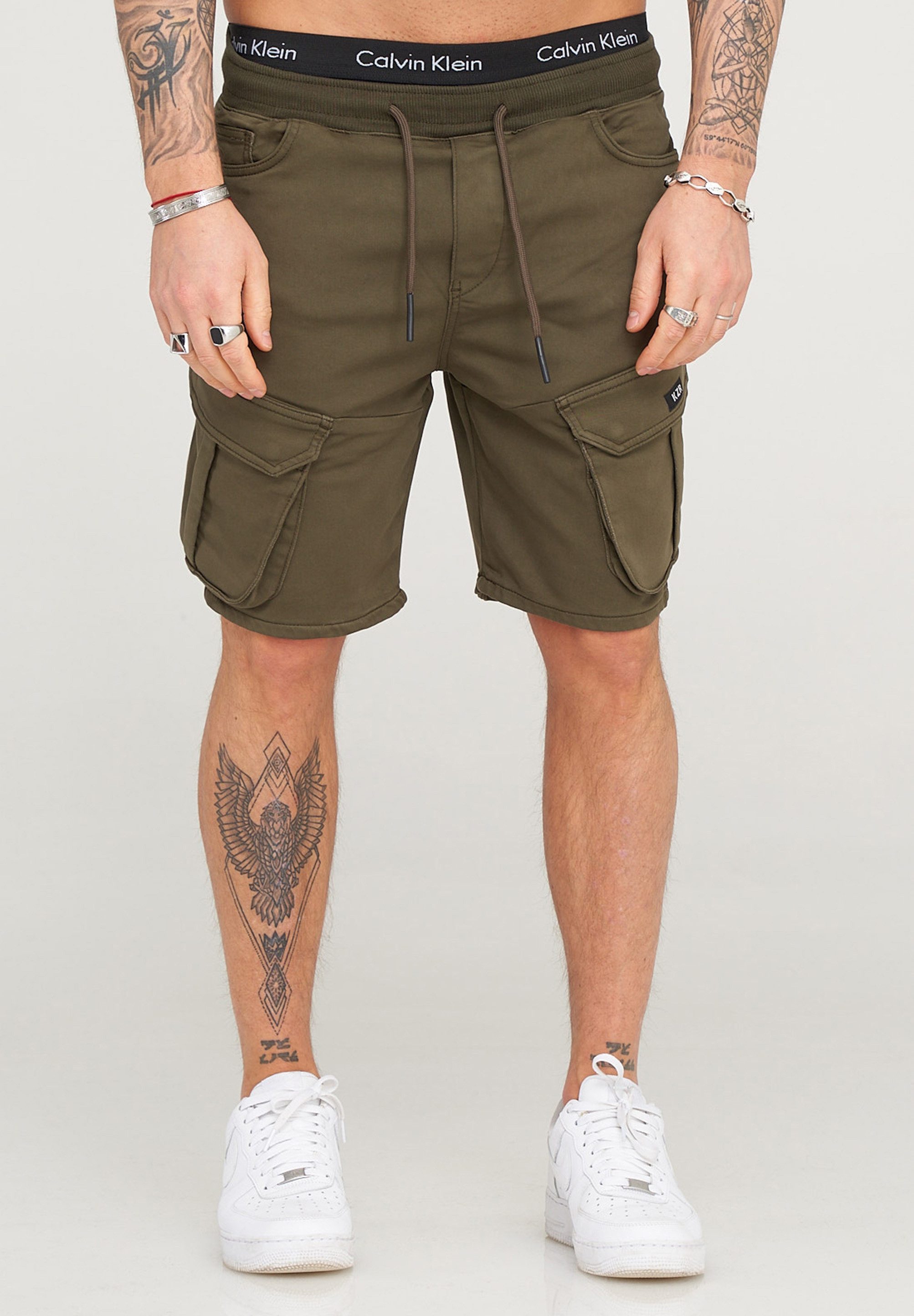 behype Cargoshorts Kurze Hose für Herren im Regular-Fit Mit Gummibund & Tunnelzug - Sommer-Shorts Bermuda